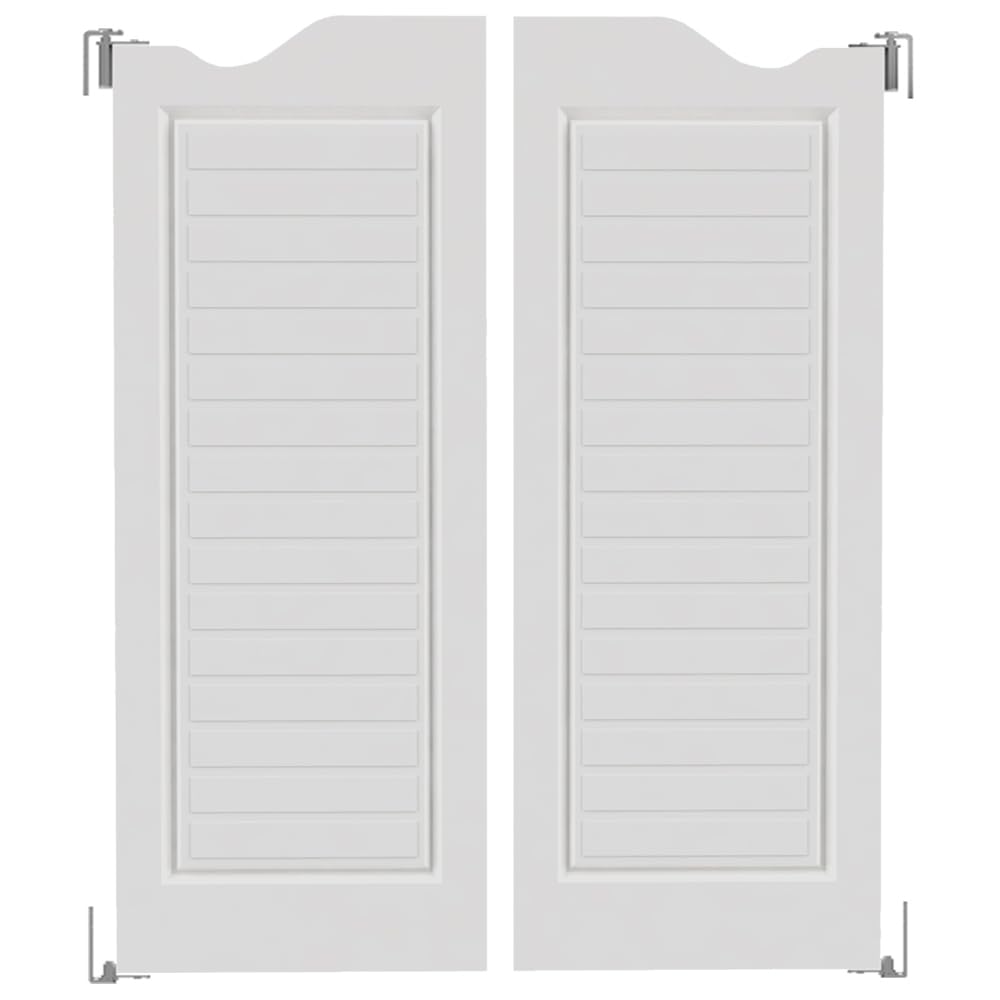 32 Inch White Swinging Door with Horizontal Stripe Wave Top - Two-Way Opening for Coffee Bars, Kitchens & Bathrooms - Fits 24/30/32/36 Inch Widths - Perfect for Commercial Spaces & Home Renovations