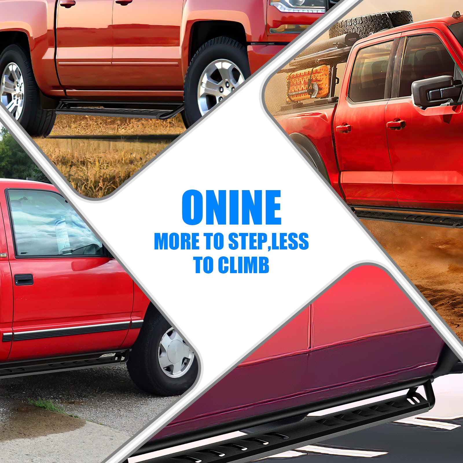 ONINE Tubular Drop Running Boards for 2019-2025 Chevy Silverado/GMC Sierra 1500 & 2020-2025 Chevy Silverado/GMC Sierra 2500HD/3500HD Crew Cab - Textured Black Side Step Nerf Bars | Easy Access & Off-Road Protection