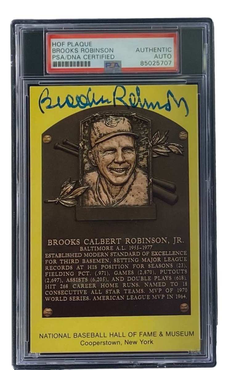 Brooks Robinson Autographed 4x6 Baltimore Orioles Hall of Fame Plaque Card with PSA/DNA Certification #85025707 - Perfect for Baseball Memorabilia Collections and Sports Fan Gifts