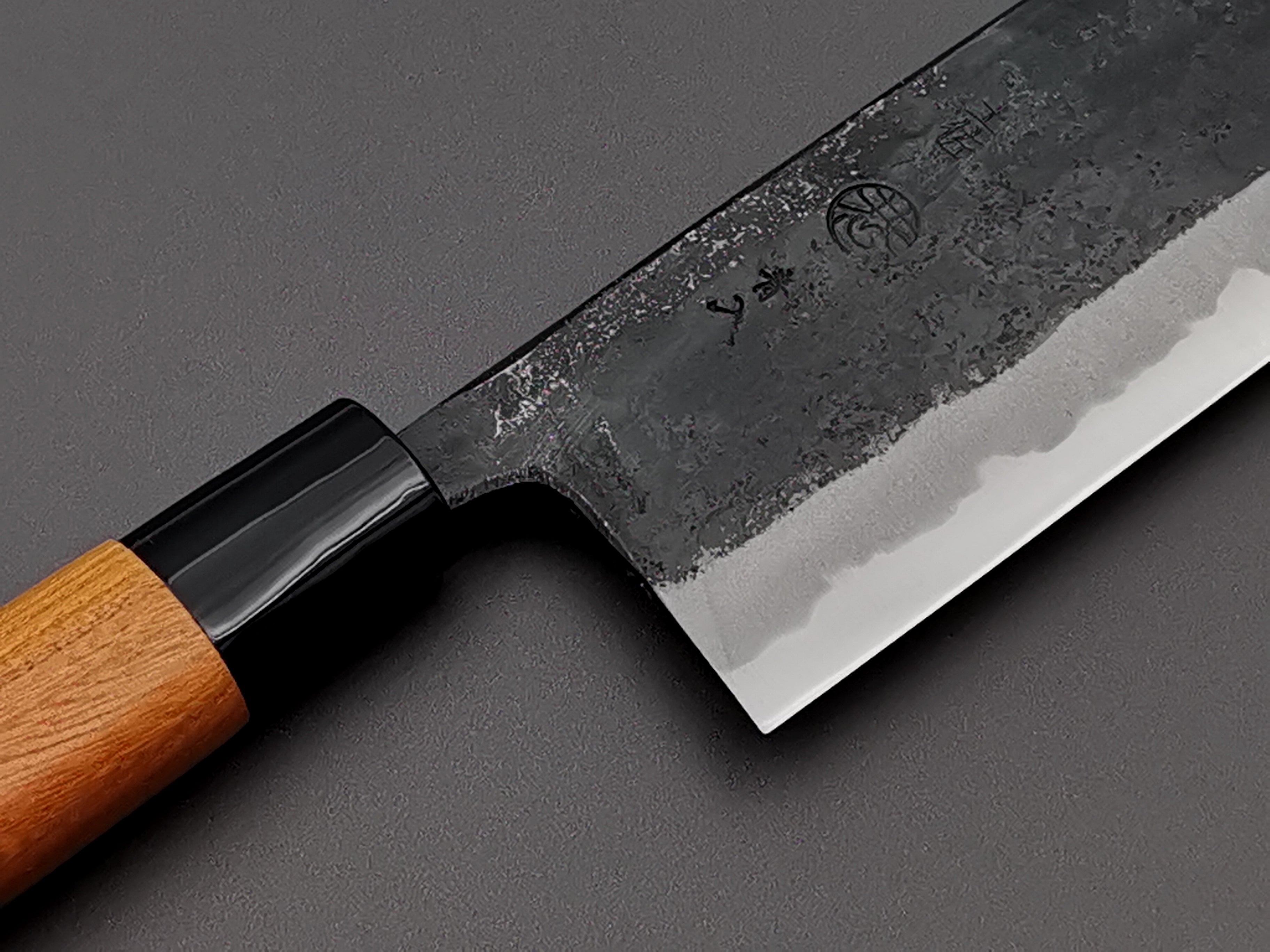 Premium Japanese Aogami Kurouchi Nakiri Knife by Kyohei Shindo - High Carbon Steel Kitchen Knife for Professional Chefs & Home Cooking - Perfect for Slicing Vegetables, Herbs & Sushi Prep