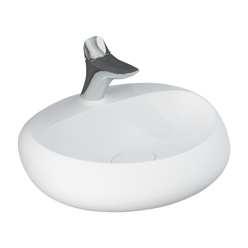 Fienza 5501500A RAK Cloud Wall-Mounted Bathroom Sink - Matte White Ceramic Vessel Basin for Modern & Minimalist Bathroom Design | Perfect for Powder Rooms, Guest Baths & Small Space Solutions