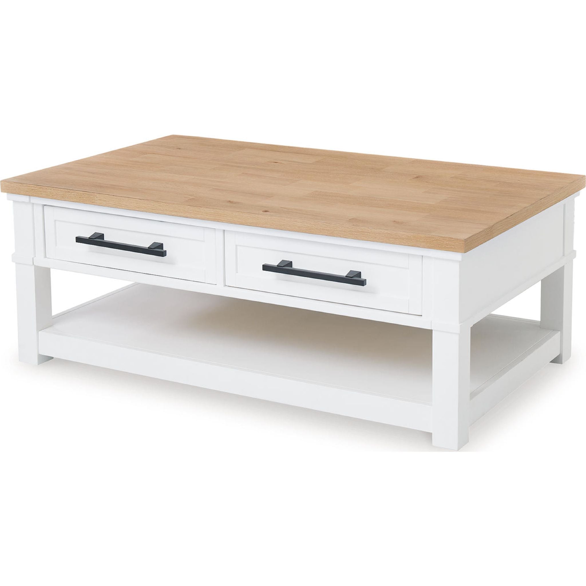 Ashbryn Modern Coffee Table - White & Natural Wood Finish - Perfect for Living Room, Lounge & Home Decor