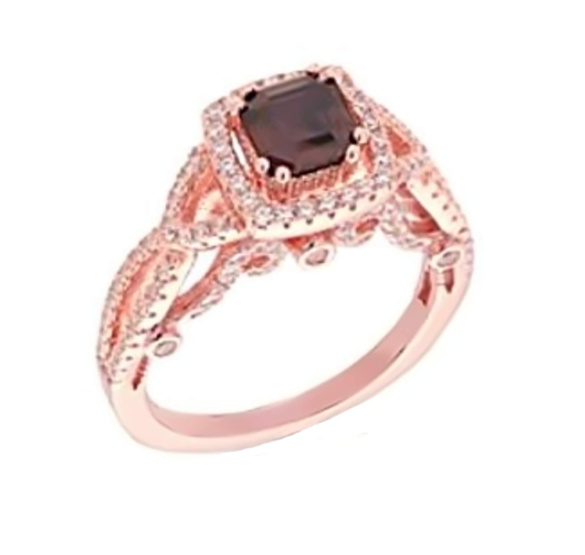 Brandy Diamondorables® 18k Rose Gold & Silver Princess Ring - 4.5 CTW Chocolate Brown Diamonds, Elegant Jewelry for Women, Perfect for Weddings, Anniversaries & Special Occasions