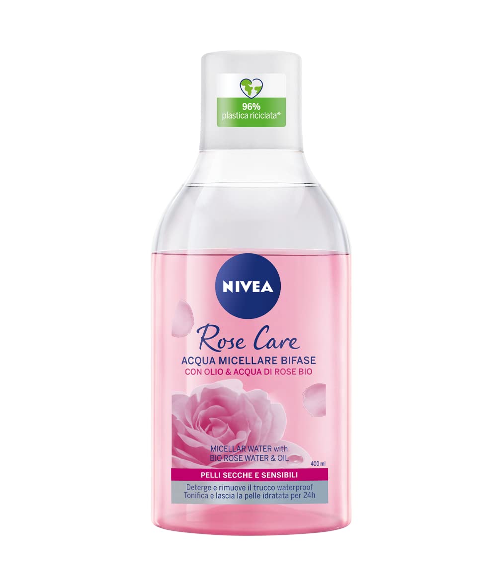 NIVEA MicellAIR Rose Water & Oil Micellar Cleansing Water - Gentle Face Wash for All Skin Types, 400ml - Perfect for Makeup Removal & Daily Skincare Routine