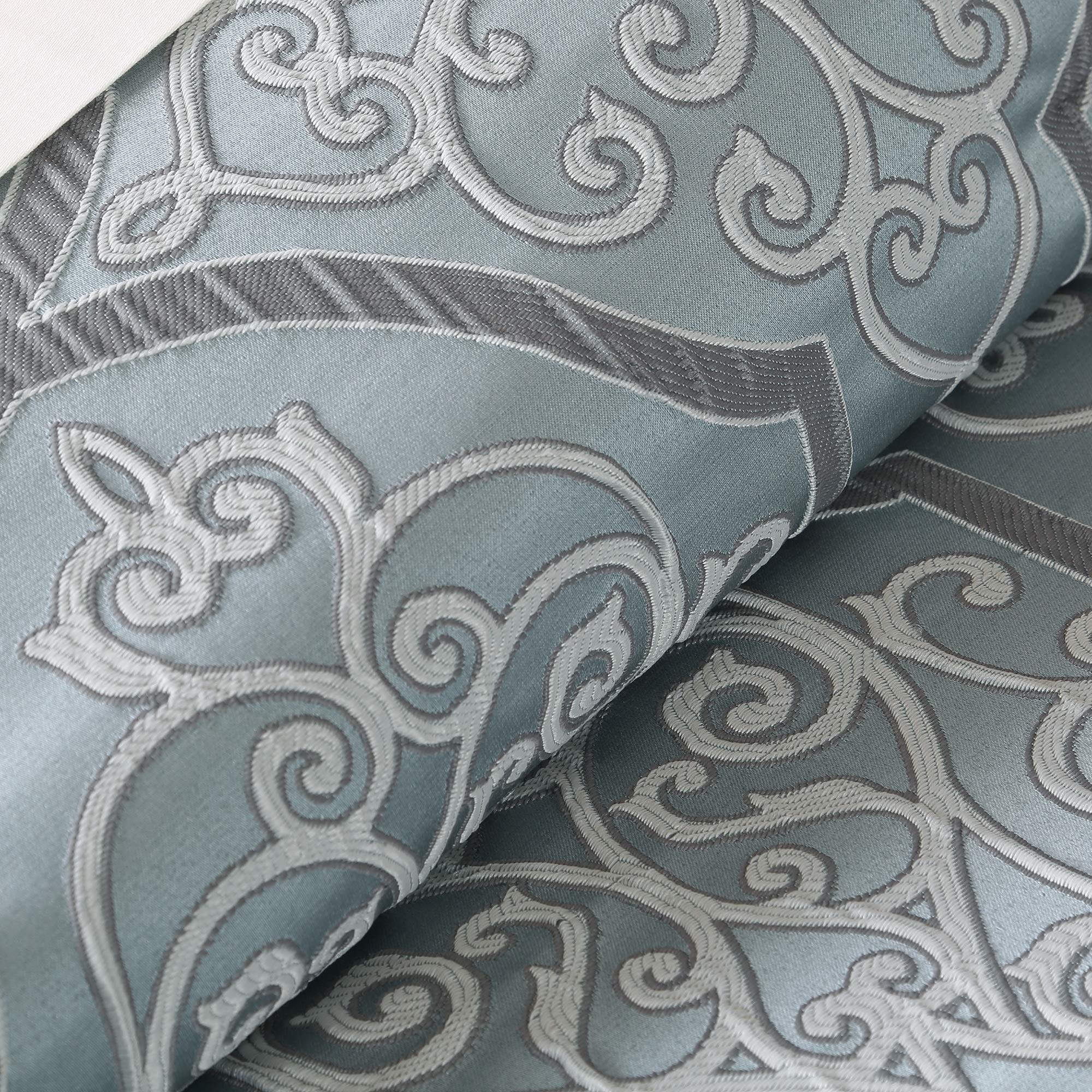 Madison Park Lavine 12-Piece Queen Size Bed in a Bag Comforter Set - Luxe Jacquard Down Alternative Bedding with Cotton Sheets, Bed Skirt & Pillow Shams | All-Season Soft Blue Traditional Design for Cozy Bedroom Decor