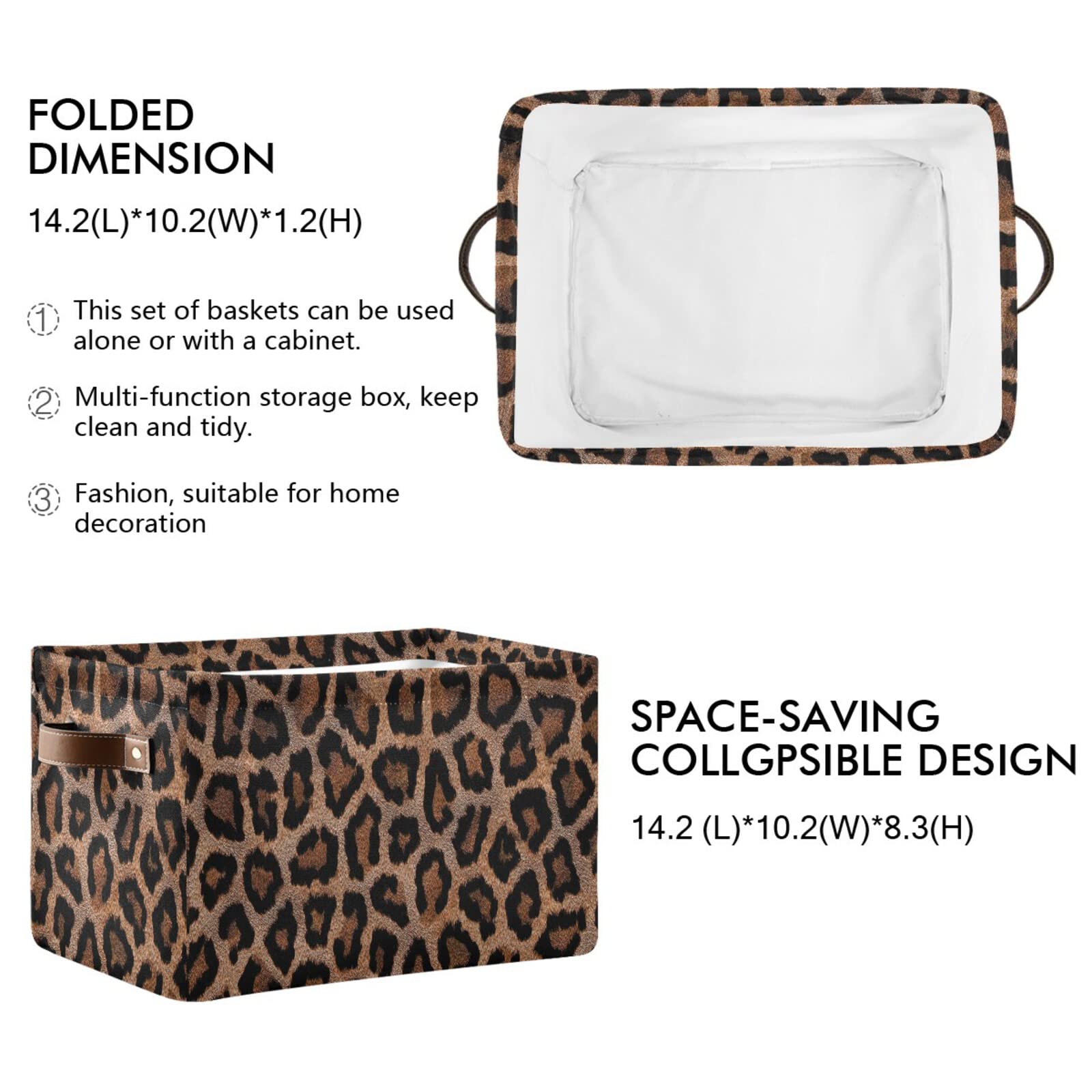 Collapsible Storage Basket with Leather Handles - Home & Office Organizer for Gifts & Essentials