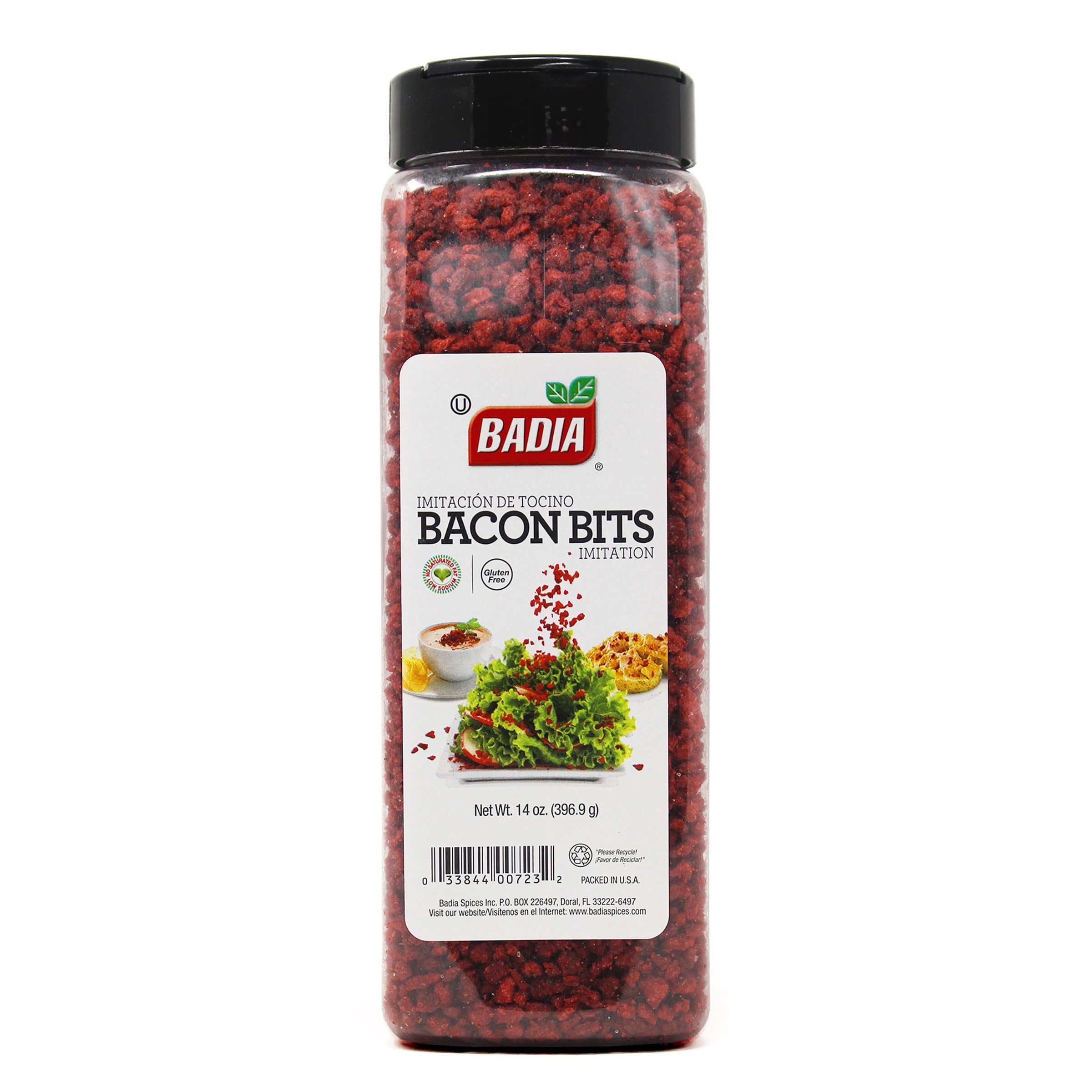 Badia Bacon Bits Imitation, 14 oz – Crunchy & Flavorful Topping for Salads, Soups, Baked Potatoes – Perfect for Breakfast, Pizza & Party Snacks – Gluten-Free & Kosher Certified