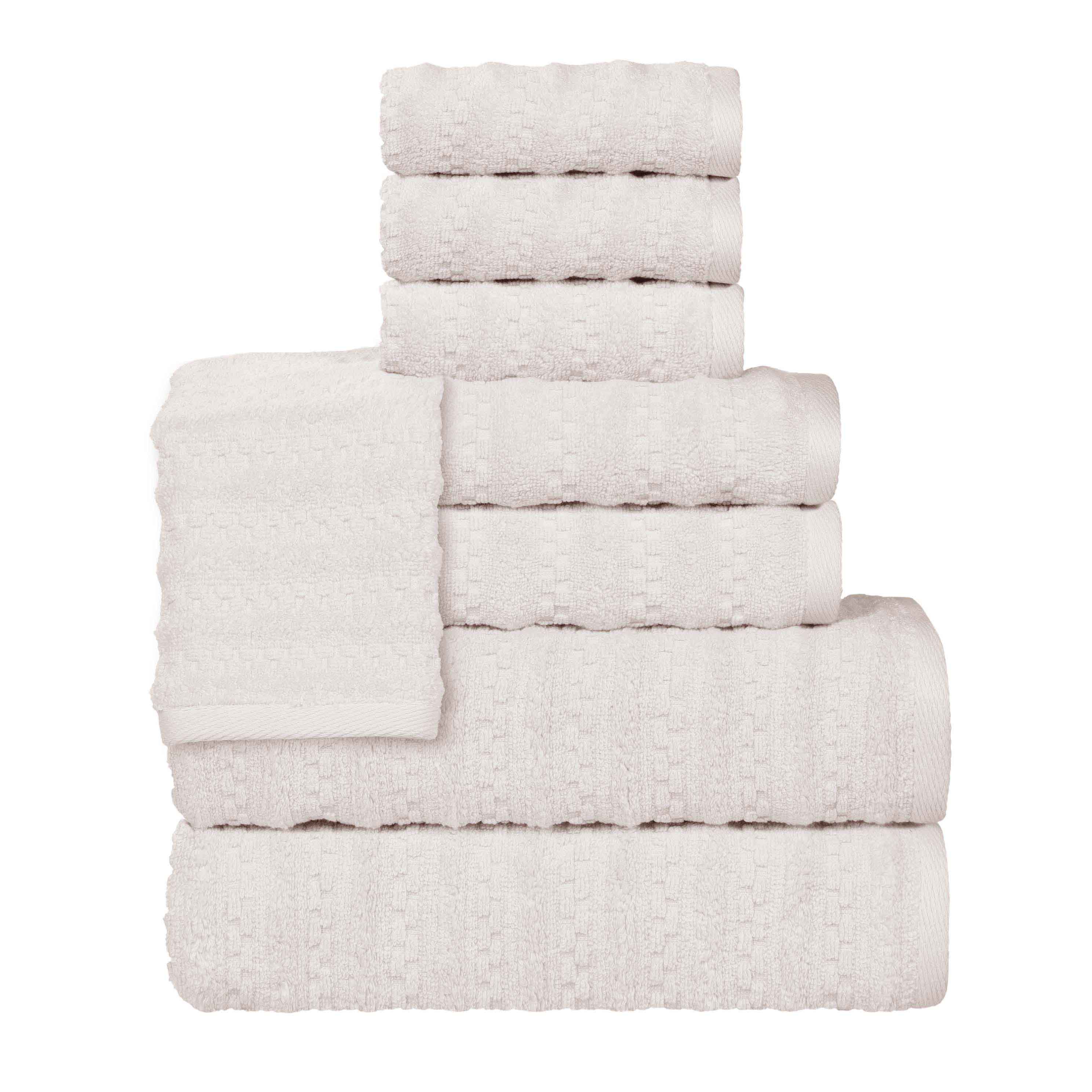 Zuma Zero Twist Cotton Medium Weight Soft Absorbent 8-Piece Bath Towel Set - Premium Luxury Towels for Spa, Gym, Beach & Guest Bathrooms