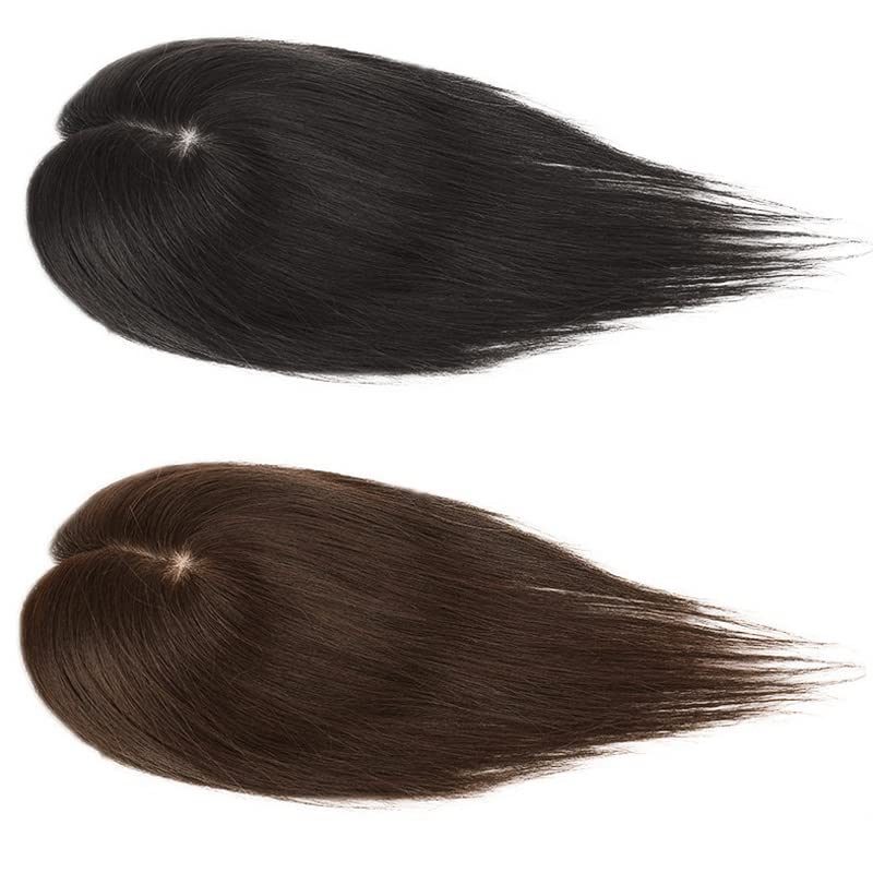 8 Inch Women's Human Hair Topper - 12x13cm Silk Base Clip-in Hairpiece for Thinning Hair (Medium Brown) | Natural Looking Hair Extension for Daily Wear, Parties & Special Occasions