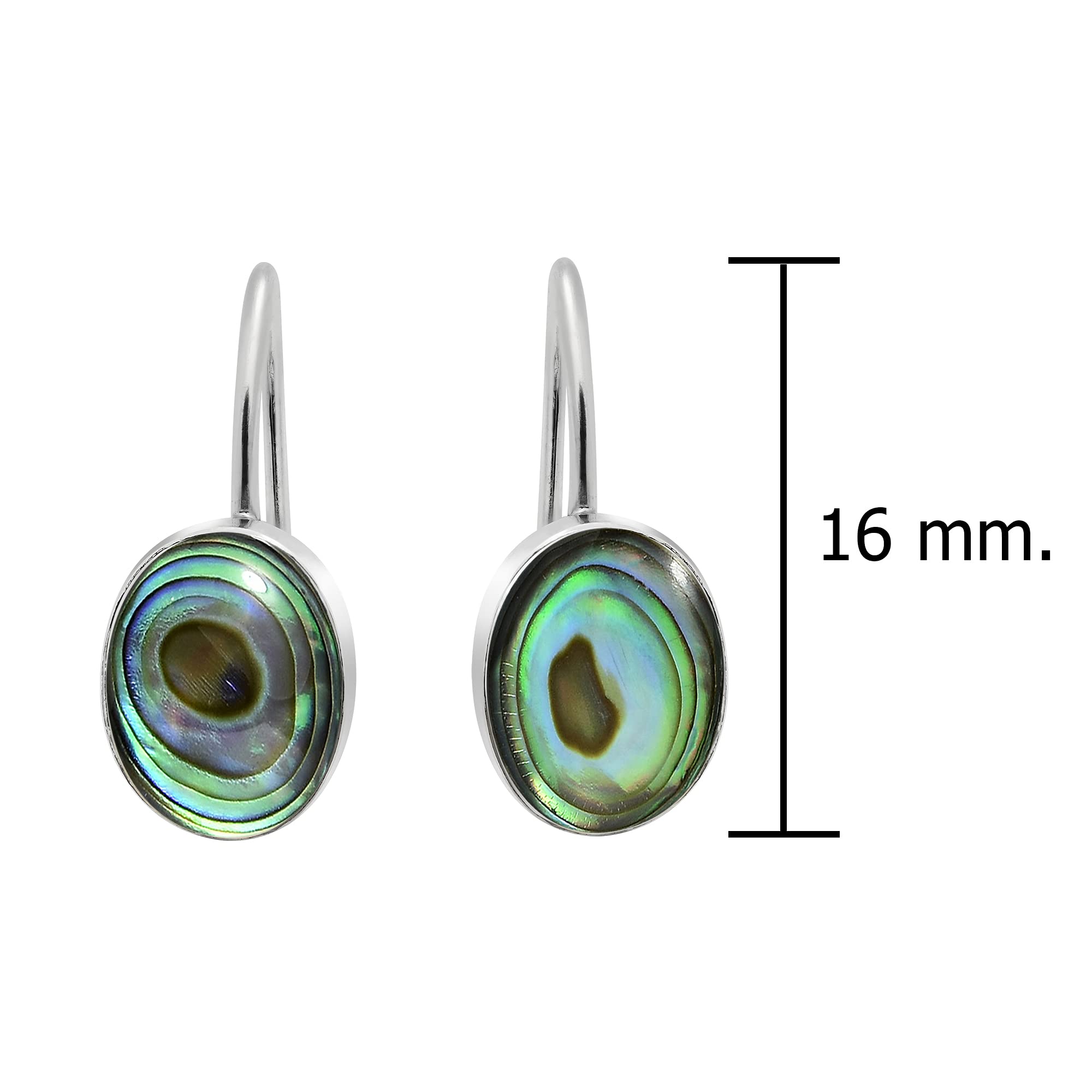 AeraVida Minimalist Oval Abalone Shell .925 Sterling Silver Hook Dangle Earrings for Women | Elegant Evening Jewelry | Anniversary Gift for Her | Perfect for Date Night, Wedding & Special Occasions