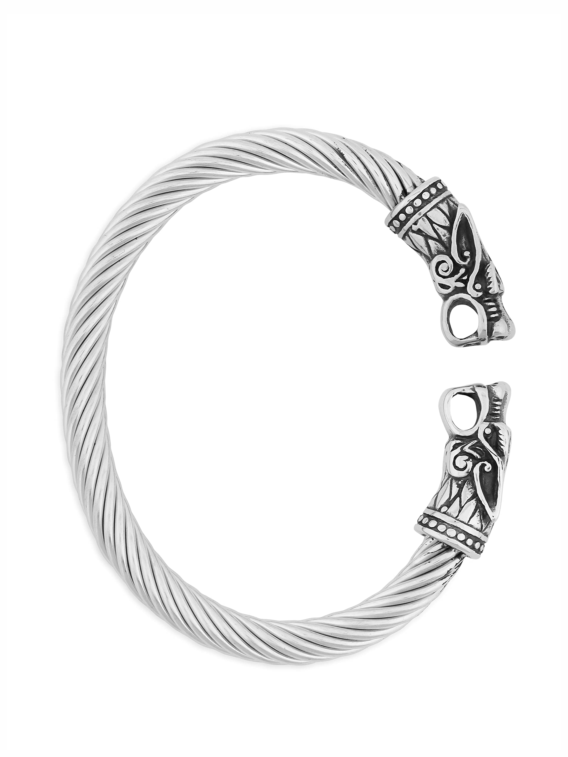 HAQUIL Stainless Steel Viking Twisted Cuff Bracelet for Men - Norse Warrior Arm Ring - Durable Viking Jewelry Gift - Perfect for Medieval Reenactments, Cosplay & Viking Lovers