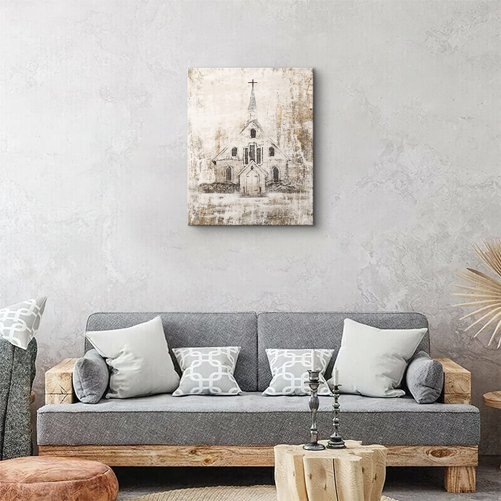 Religious Canvas Wall Art - Christian Church Painting for Home Decor, Framed 12x16 Inches - Perfect for Bedroom, Bathroom & Living Room Wall Decor
