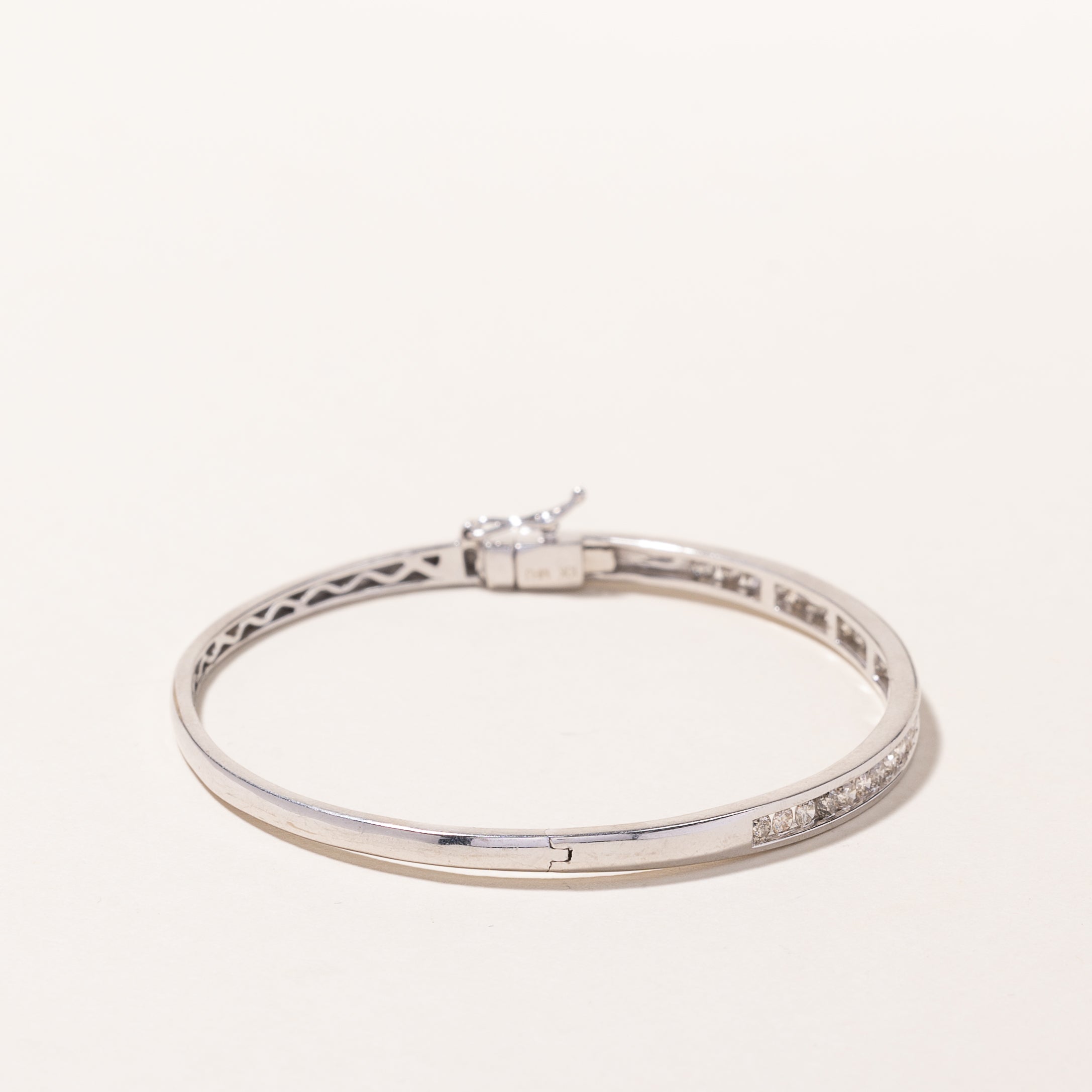 10K White Gold Diamond Bangle Bracelet for Women - 1.37 Carat Total Weight (ctw) - 7 Inches - Elegant Jewelry Gift for Anniversary, Birthday & Special Occasions