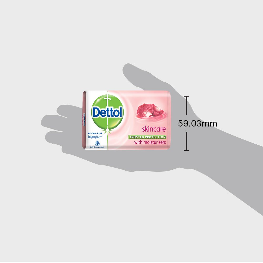 Dettol Antibacterial Skincare Soap Bar 125g (3-Pack) + Free Extra Soap - Gentle Cleansing for Sensitive Skin - Ideal for Daily Hygiene, Travel & Gym Use