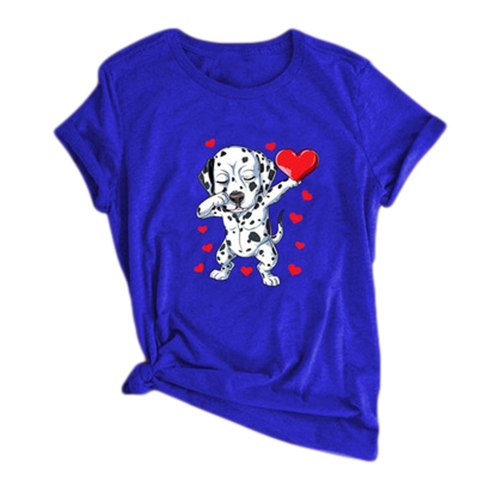 Loose Fit Short Sleeve T-Shirt for Men & Women - Heart Print Casual Blouse, White O-Neck Tee for Everyday Wear | Perfect for Casual Outings, Date Nights, and Weekend Relaxation