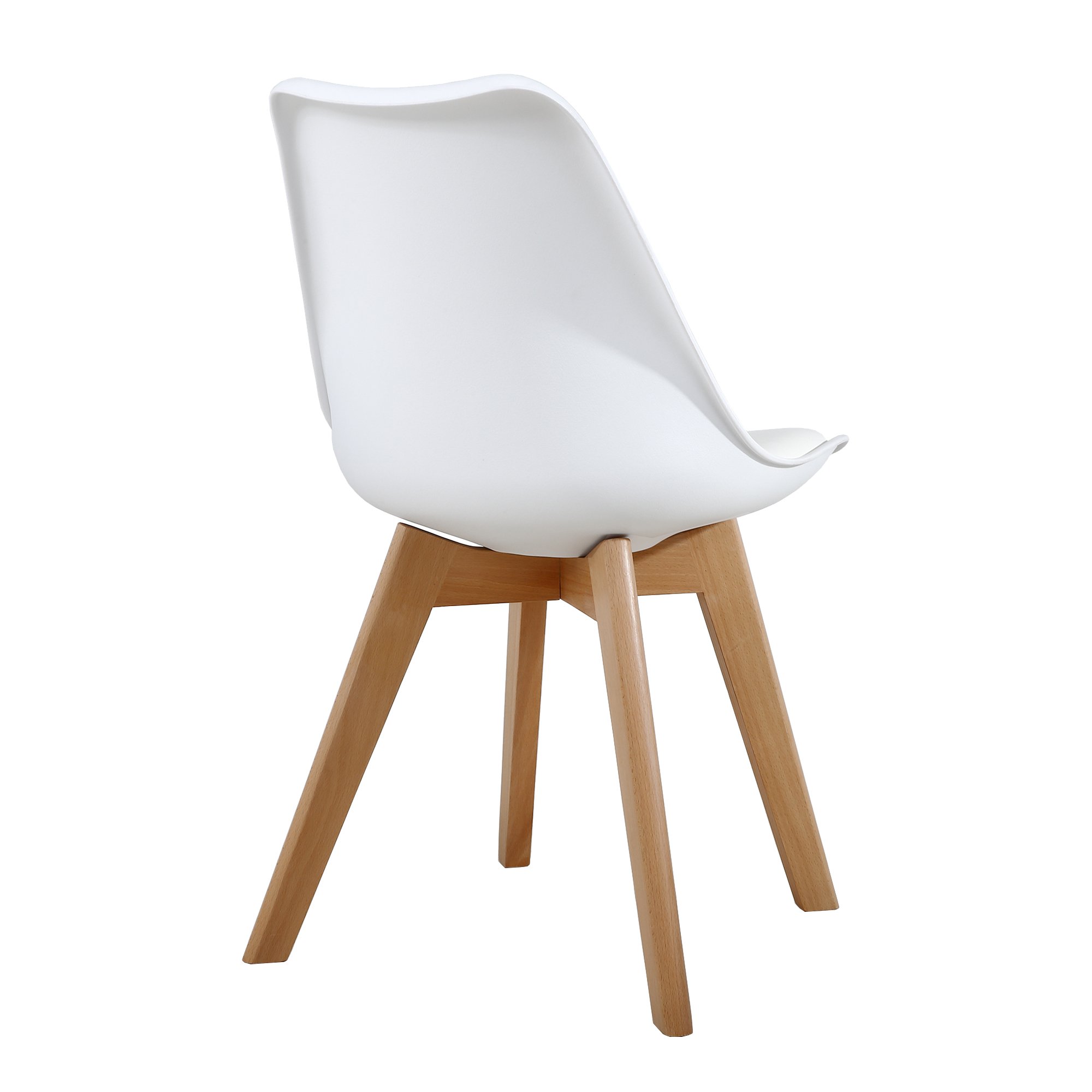 NOBPEINT Mid Century Modern Dining Chairs Set of 4 - White Upholstered Kitchen Chairs with Wooden Legs - Perfect for Dining Room, Kitchen, Breakfast Nook and Office