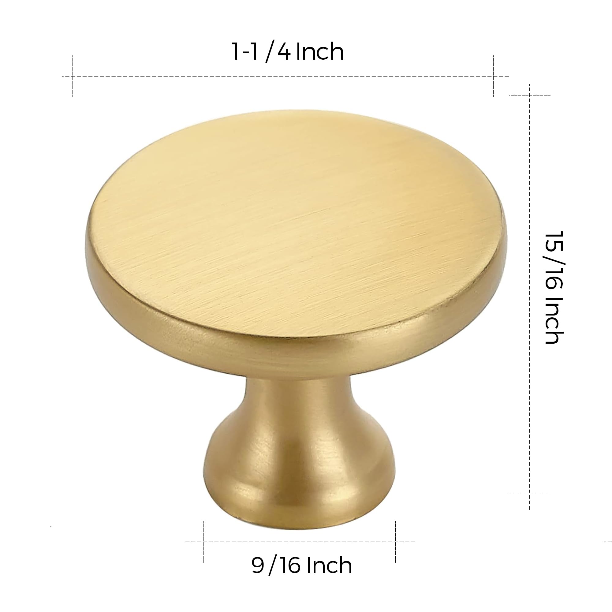 Ravinte 15 Pack Solid Metal Knobs - Gold Cabinet Hardware, Round Dresser & Drawer Knobs, Brushed Brass Kitchen Cabinet Pulls - Perfect for Home Decor, Furniture Upgrades & DIY Projects