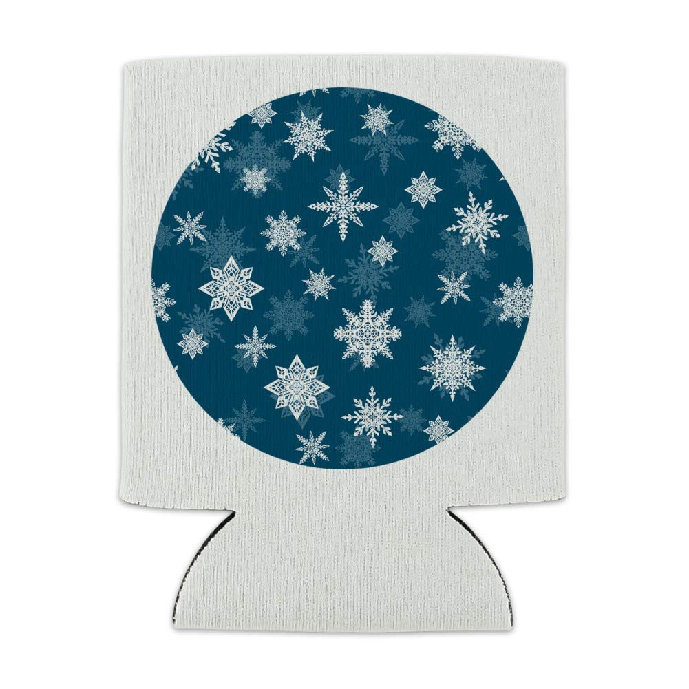 Blue Tile Pattern Snowflake Can Cooler - Collapsible Insulated Drink Sleeve for Beer & Soda - Perfect for Parties, BBQs & Winter Gatherings