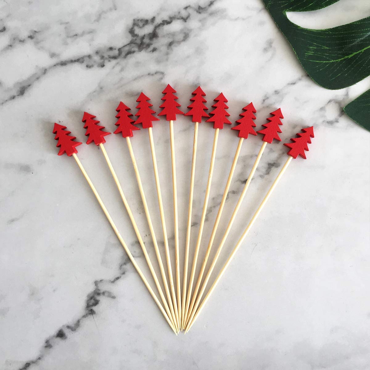 DOITOOL 200pcs Bamboo Cocktail Sticks - Reusable Party Toothpicks for Fruits, Appetizers & Drinks - Perfect for Cocktail Parties, Christmas Decorations & Home Entertaining