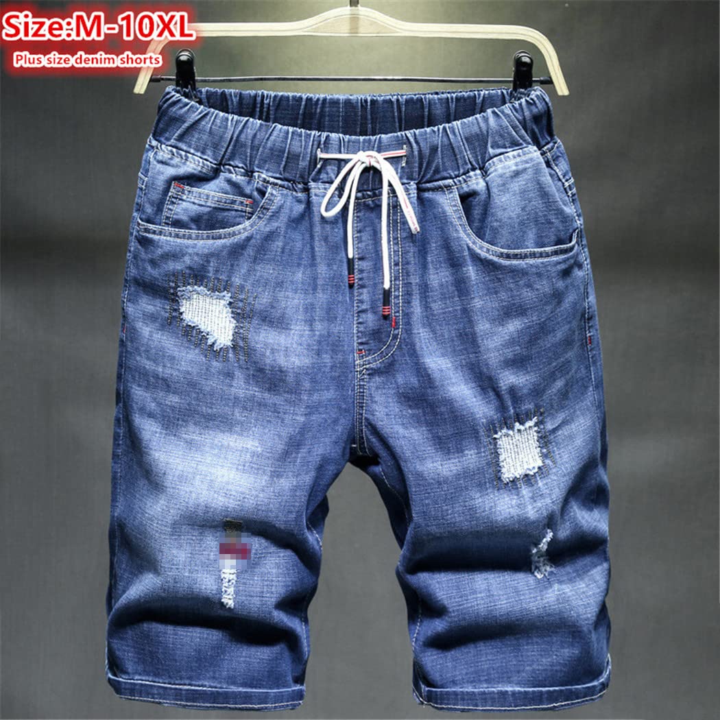 Men's Distressed Ripped Denim Shorts - Black Stretchable Loose Fit Summer Jeans with Holes | Perfect for Beach, Casual Wear & Street Style