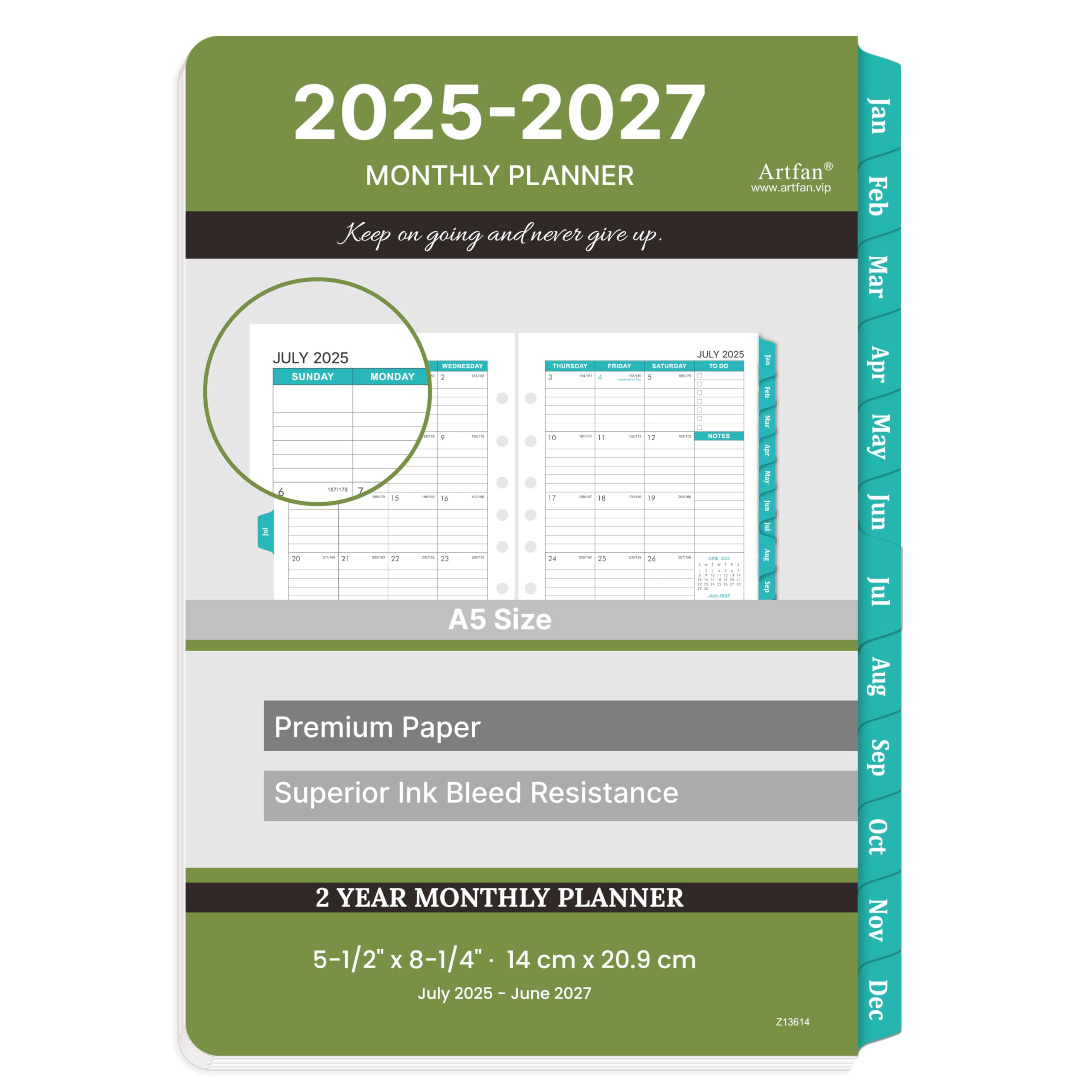 2025-2027 Monthly Planner Refill Inserts - 7-Hole Punched for Franklin Covey & Similar Planners, 5.5