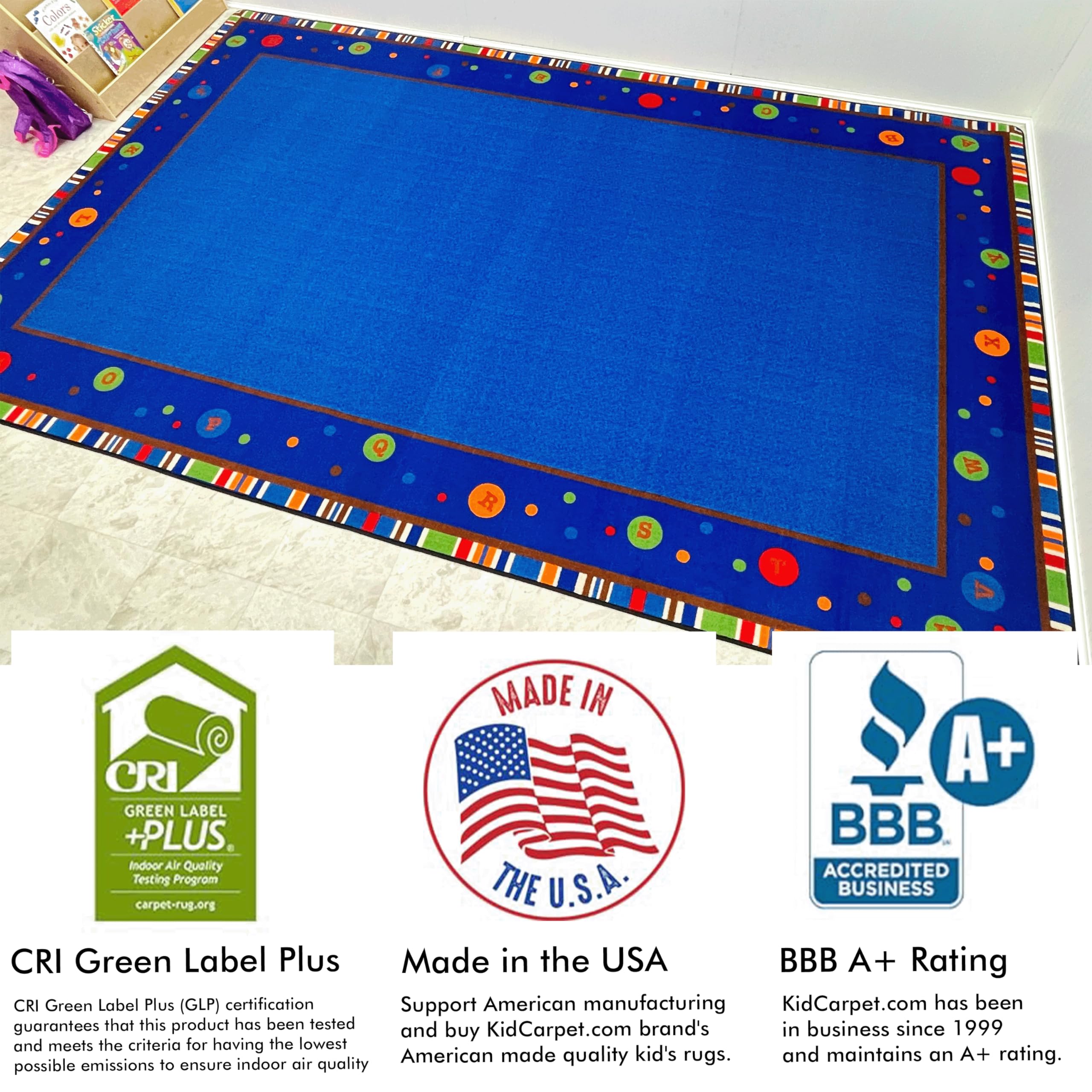 ABC Dots Educational Classroom Rug 6' x 8'6