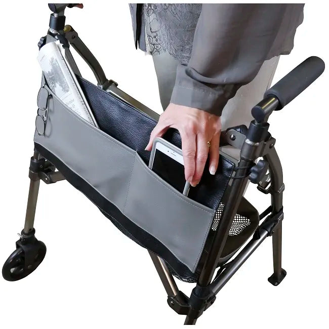 Signature Life Elite Travel Folding Walker - Lightweight Mobility Aid with Black Walnut Finish | Perfect for Seniors, Travel & Indoor/Outdoor Use