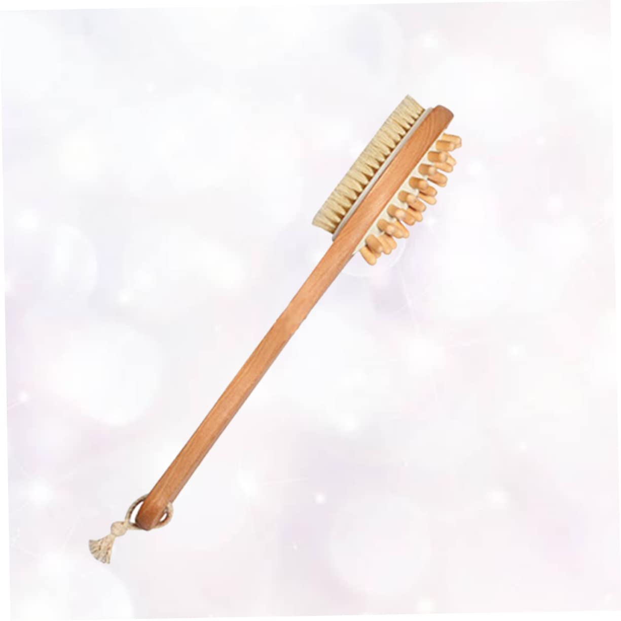 Alipis Wooden Body Brush - Double-Sided Exfoliating & Massaging Bath Brush with Long Handle for Shower & Spa | Perfect for Back Scrubbing, Dry Brushing & Skin Care Routine