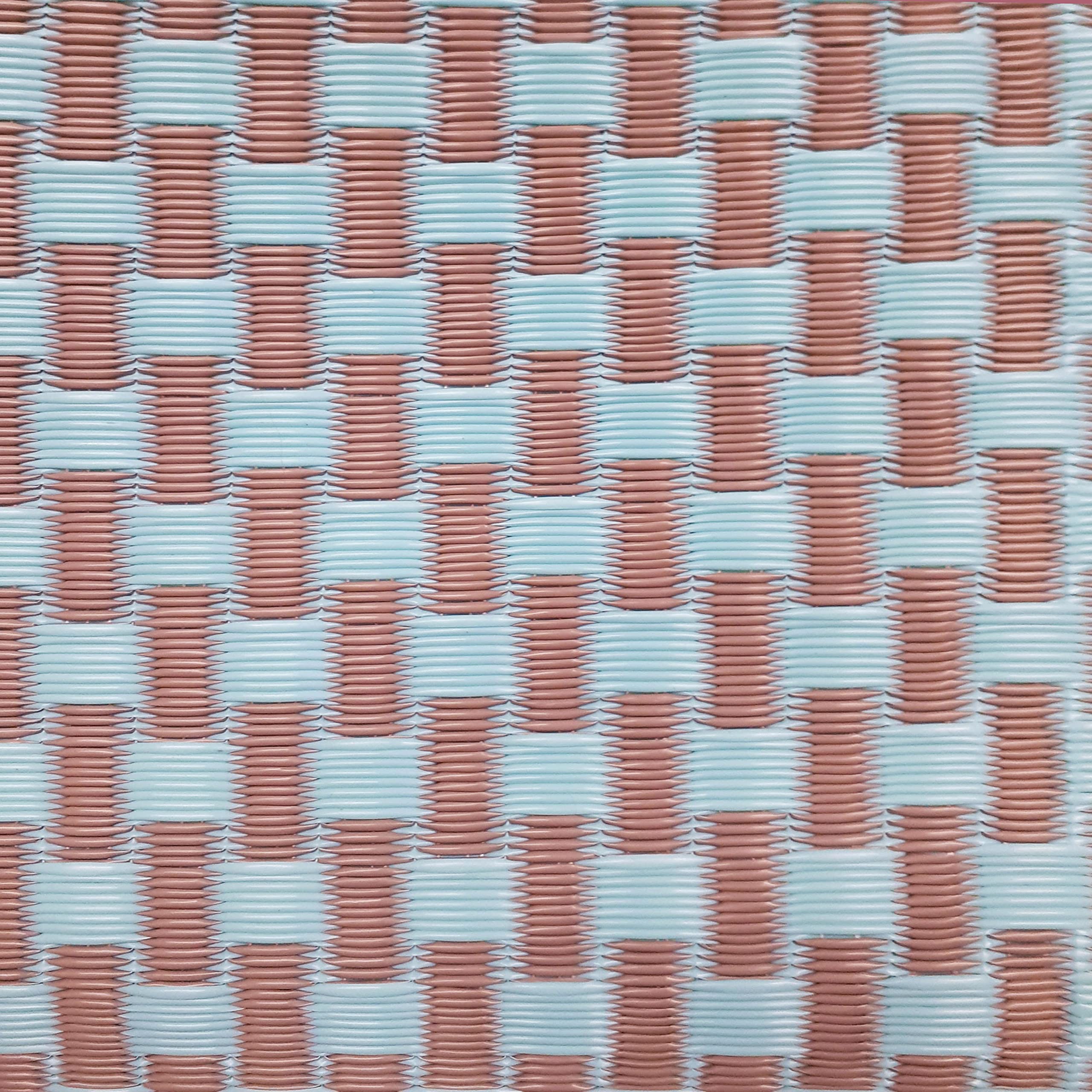 Mad Mats Geometric Outdoor Rug - Reversible Plastic Mat 5' x 8' Basket Weave in Sand/Aqua | Durable Patio Decor for Poolside, Deck & Backyard