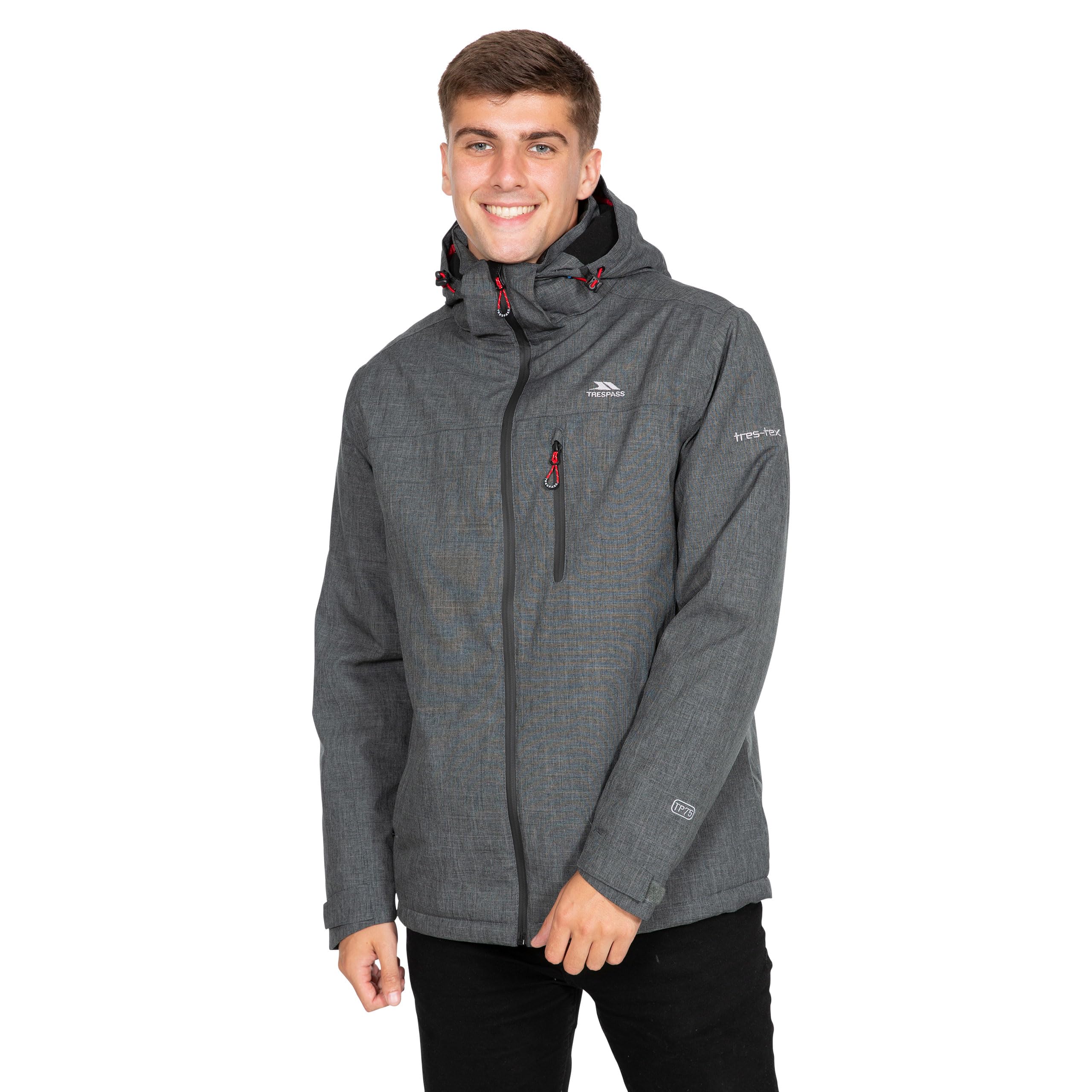 Fyfinn Men's Padded Waterproof Winter Jacket - Insulated Windproof Coat for Outdoor Activities, Hiking & Camping - Dark Grey XXXL