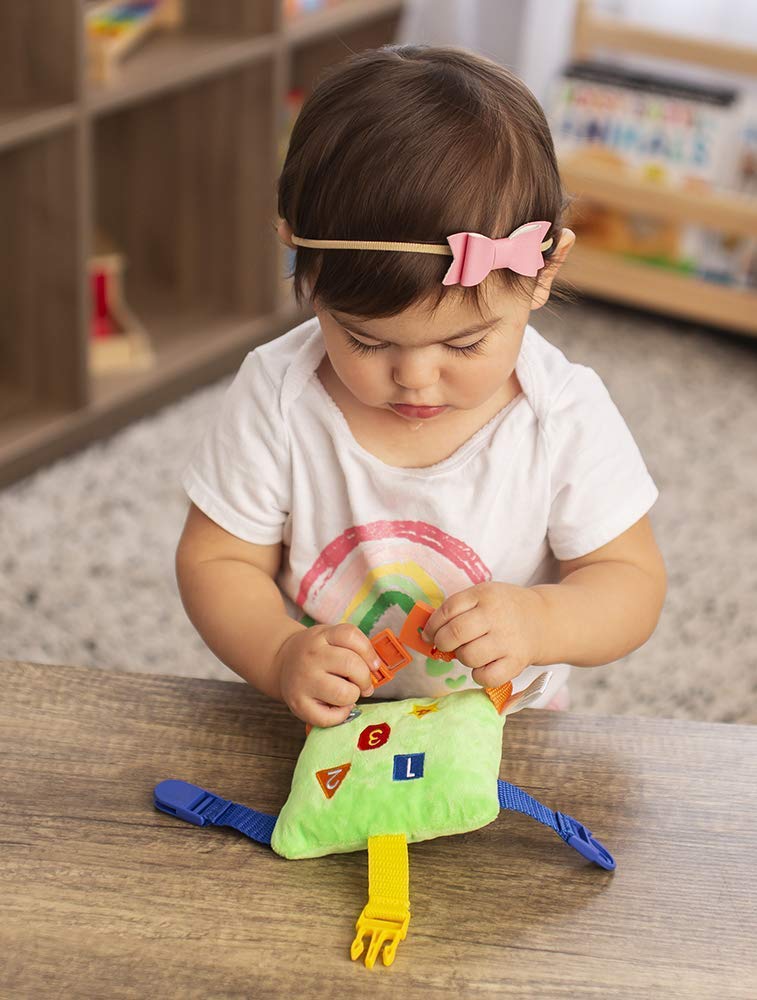 Buckle Toys - Billy Bear Backpack & Mini Buster Square - Montessori Travel Learning Toys for Toddlers - Perfect for Airplane, Car Rides & Preschool Activities