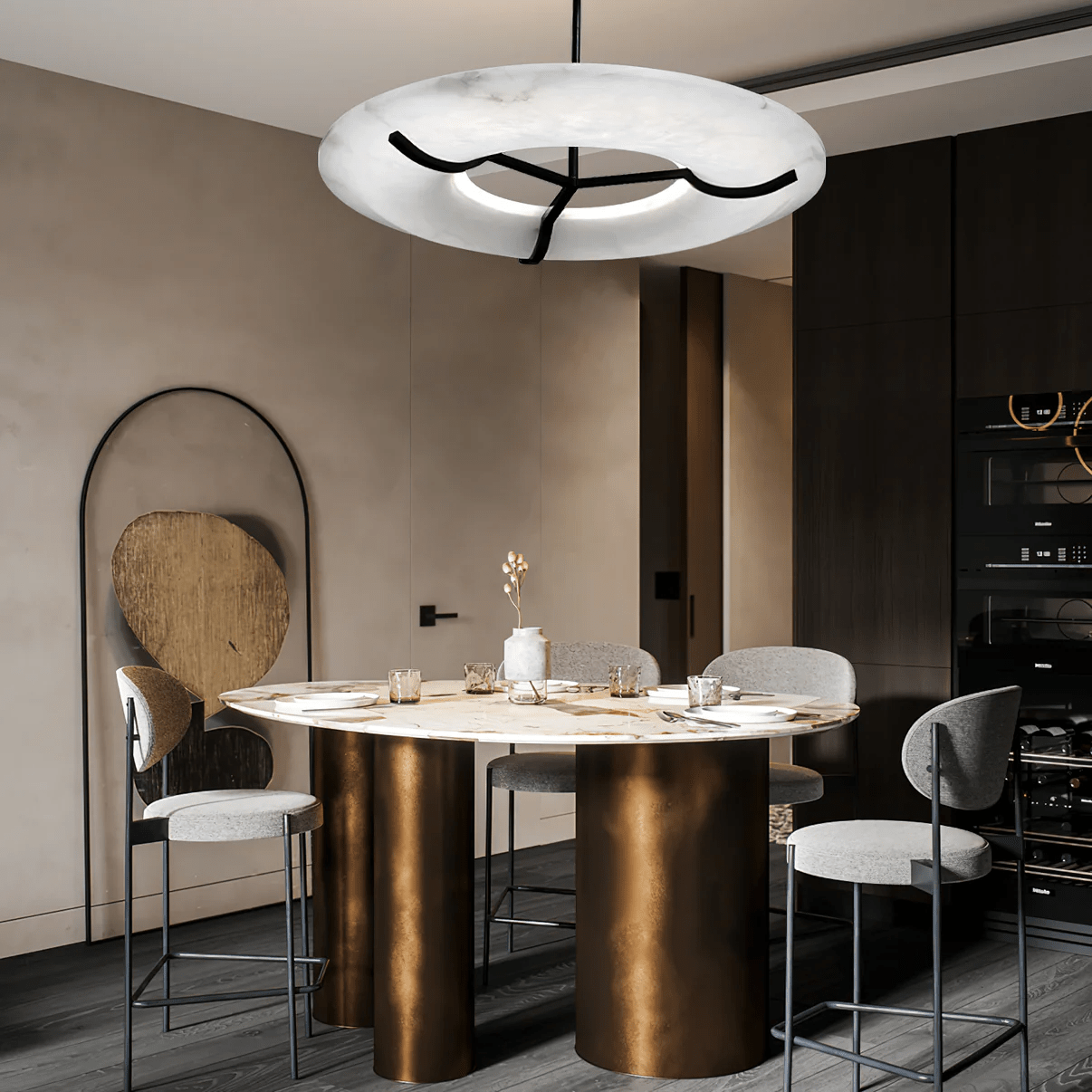 Handmade Alabaster Pendant Light - Natural Stone Ceiling Fixture for Dining Room, Kitchen Island & Bedroom Lighting