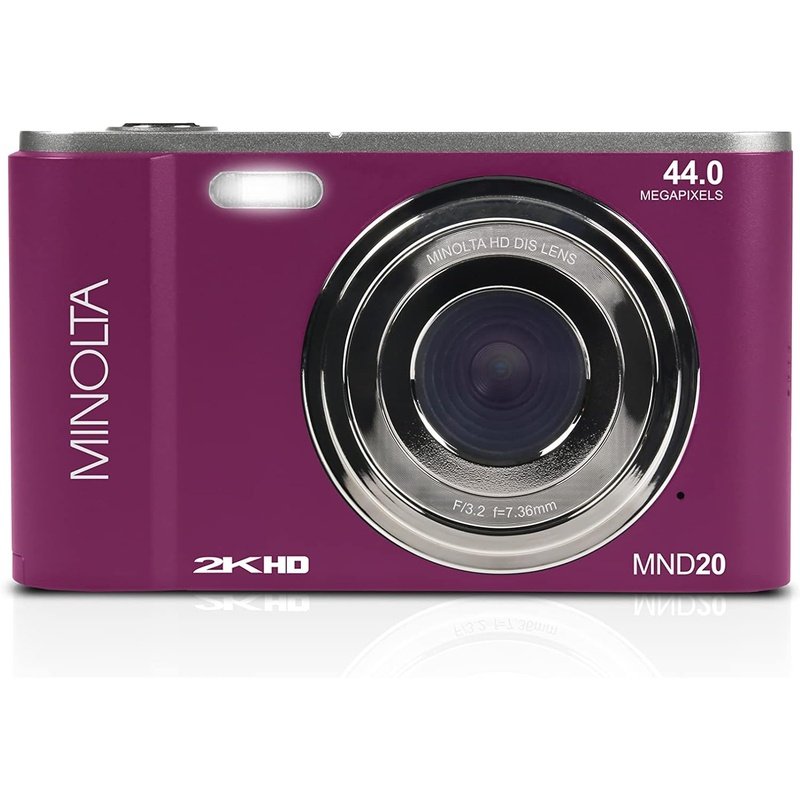 Minolta MND20 MG 44MP 2.7K Ultra HD Digital Camera (Magenta) - Professional Photography, Vlogging & Travel - Best for YouTube, TikTok & Instagram Content Creation