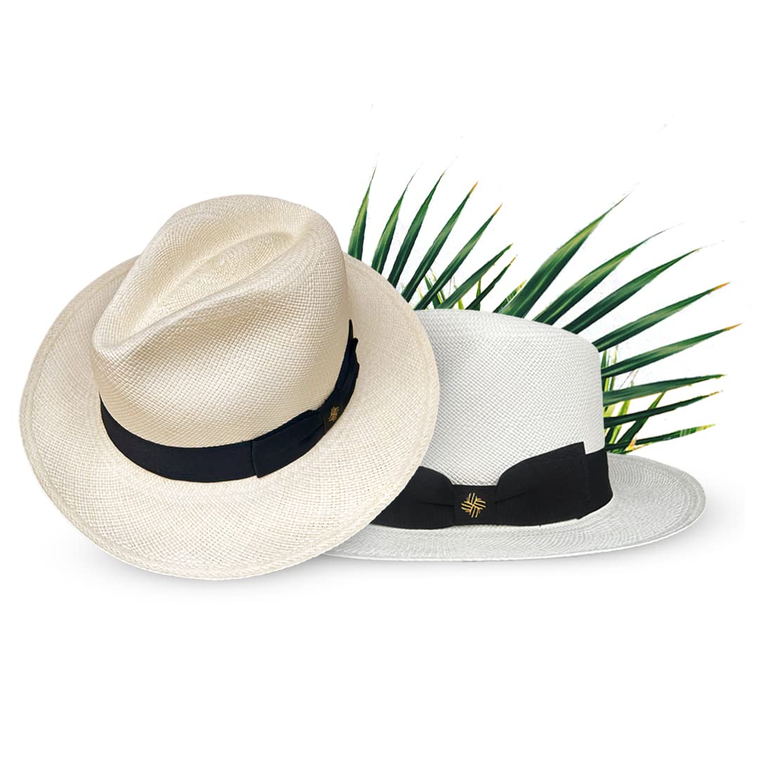 Premium Genuine Panama Hat for Men - Handmade in Ecuador | Lightweight Montecristi Fedora with Adjustable Ribbon & Maximum Sun Protection | Perfect for Beach, Travel & Outdoor Activities (Medium, Beige)