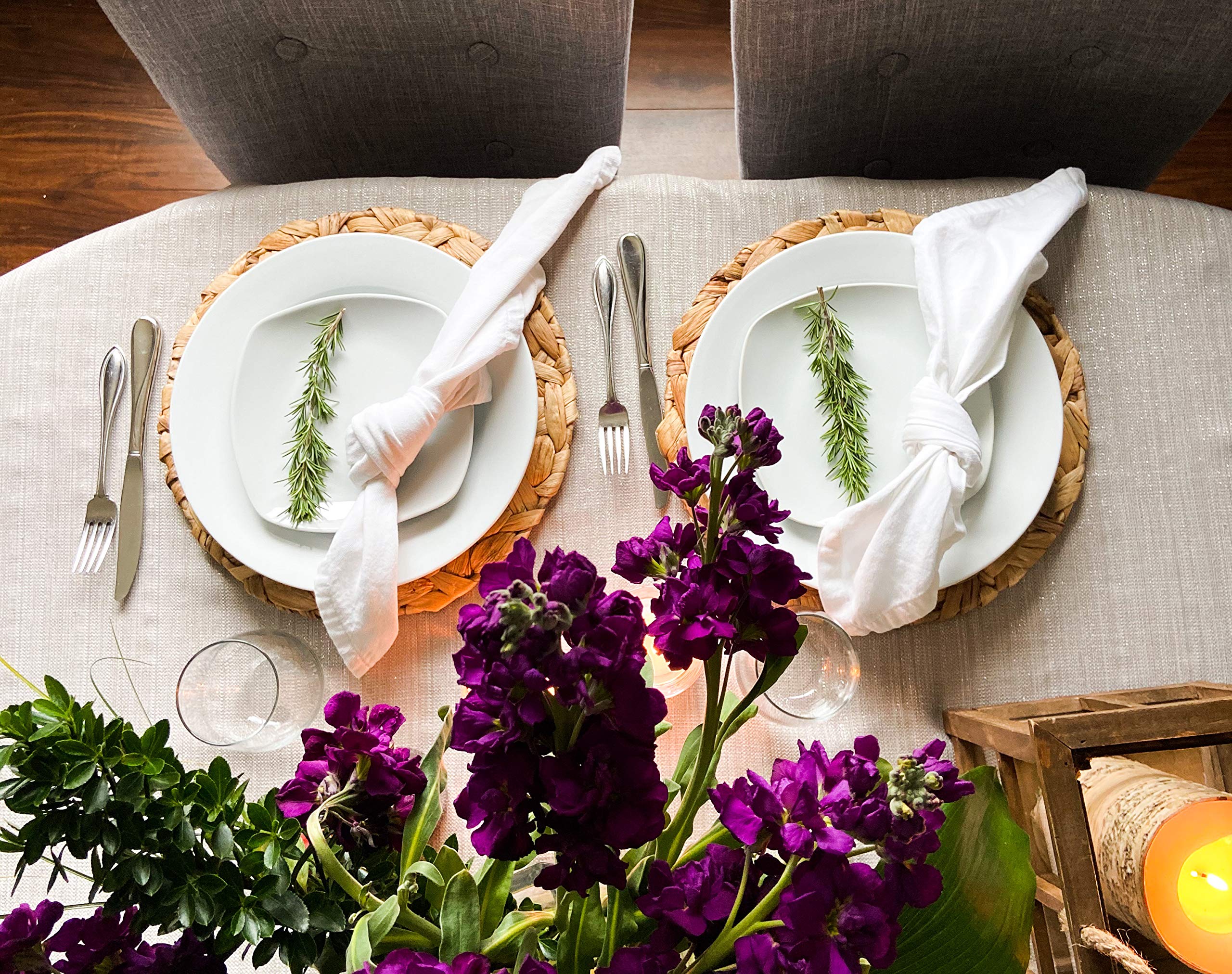 Natural Cork & Leaf Oceana Charger Plates - Set of 12 Rustic Dinner Plate Chargers for Boho & Elegant Table Decor | Perfect for Weddings, Dinner Parties & Farmhouse Style Dining