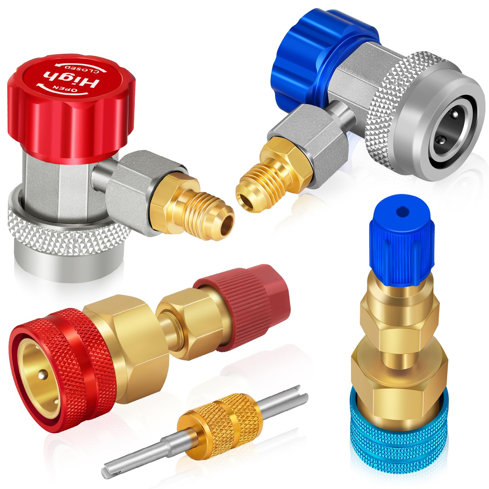 Boltigen R134a to R1234yf Quick Coupler Adapter Kit - AC Refrigerant System Conversion Connector for Car A/C Charging Hose Fitting - Perfect for Auto Repair Shops & DIY Vehicle Maintenance