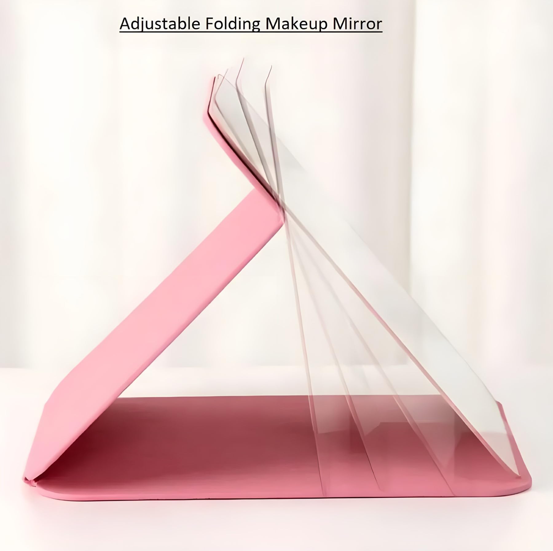 ONICORN Portable Folding Makeup Mirror with Stand - Adjustable Angle HD Vanity Mirror, Travel Size PU Leather Case, Round Edge Safety Glass - Perfect for Home, Travel & Salon Use (Pink, 1 Pack)