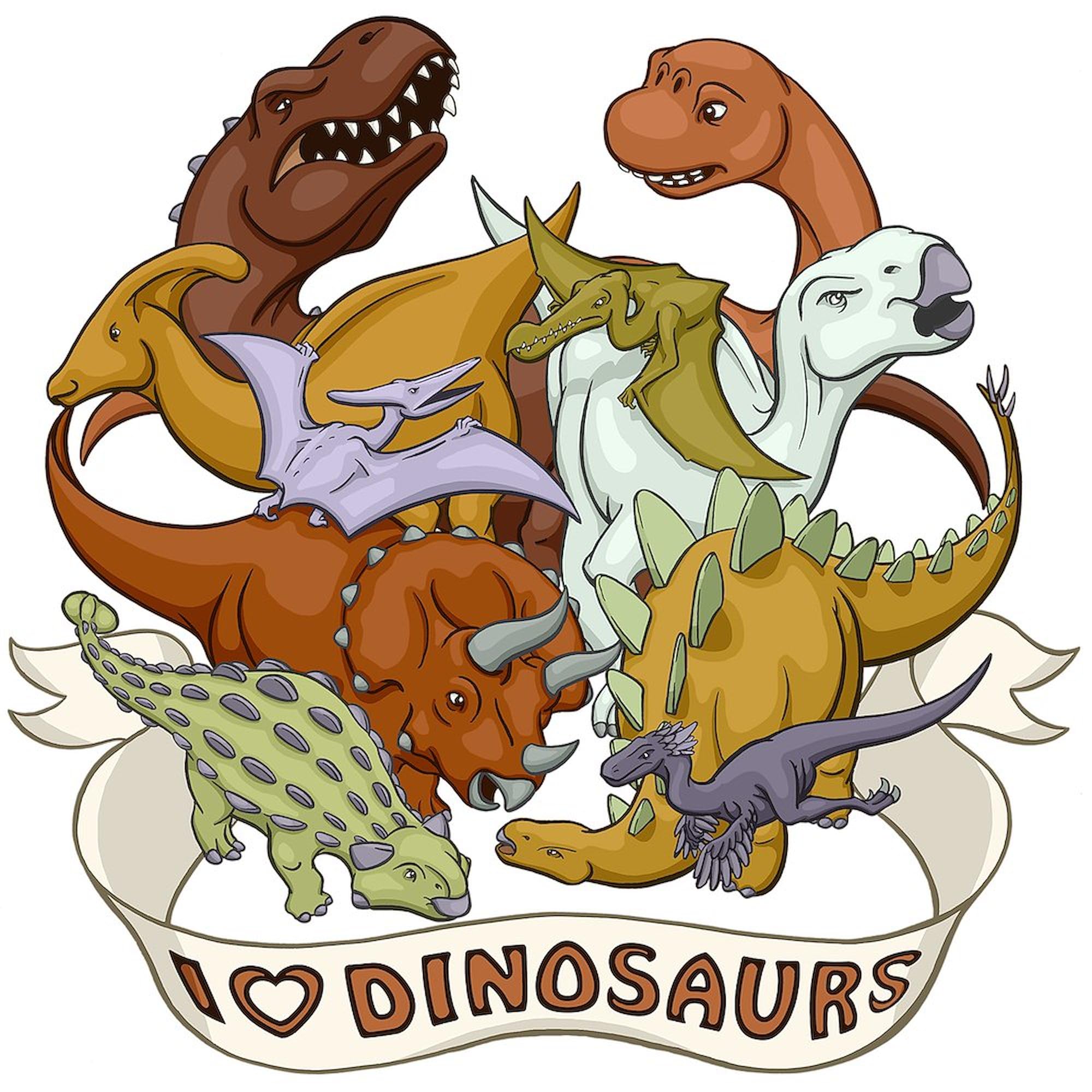 I Heart Dinosaurs 3x3 Inch Square Bumper Sticker - Waterproof Vinyl Car Decal for Windows, Laptops & Notebooks - Fun Dinosaur Lover Gift for Kids & Adults