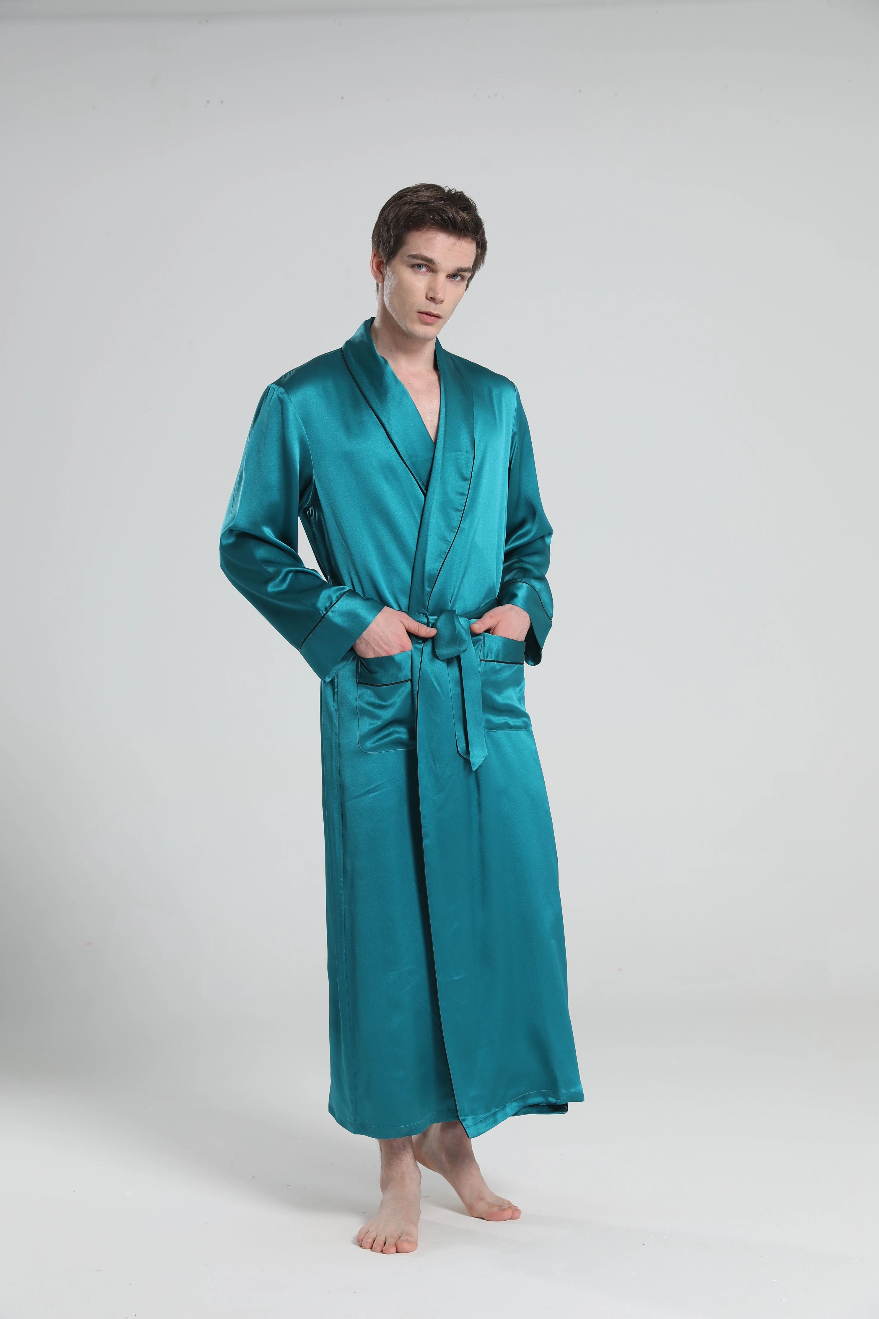 22 Momme Premium Silk Robe Pajamas for Men - Luxury Sleepwear & Lounge Wear for Home Comfort & Relaxation