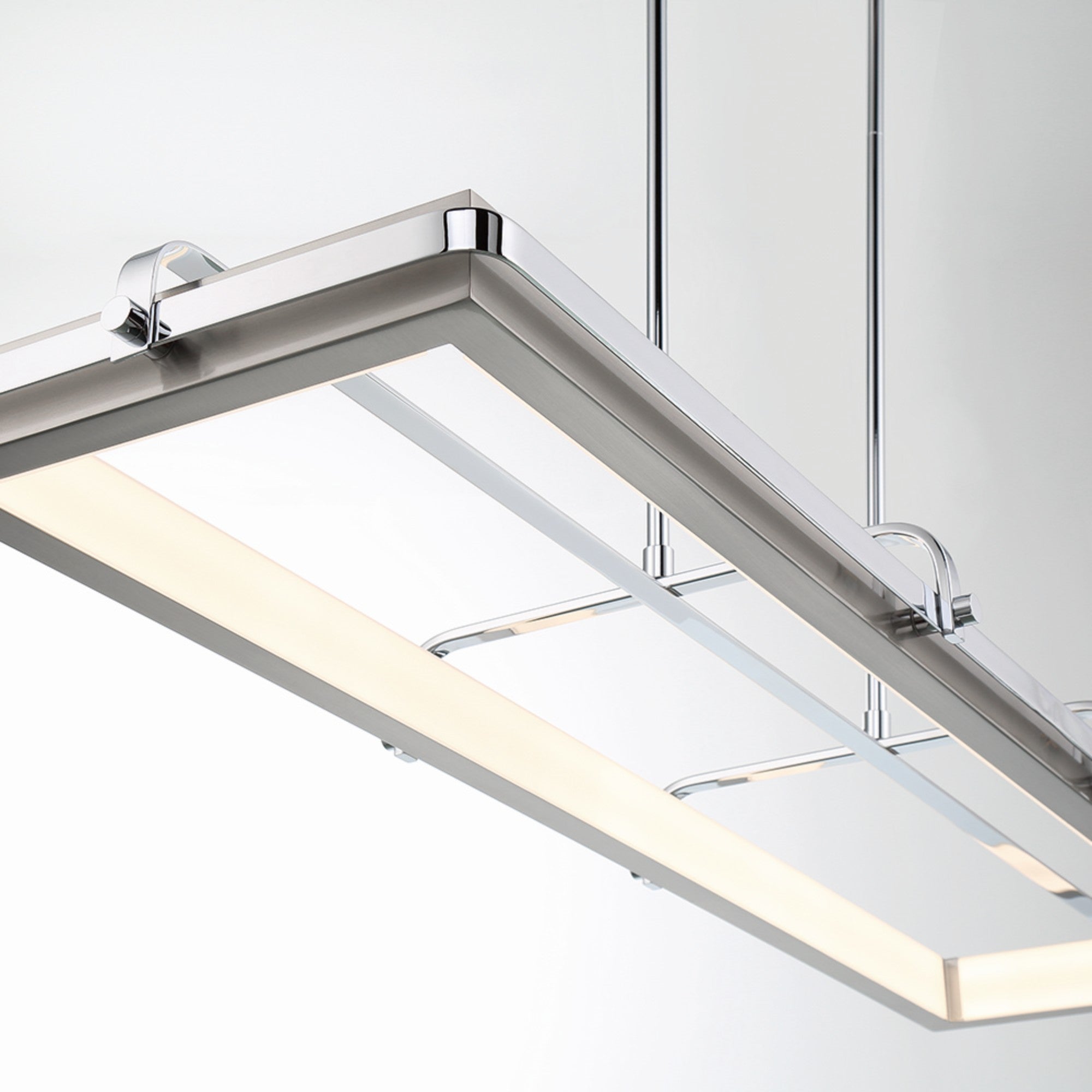 Annilo 48 Inch Modern LED Chandelier Light Fixture - Brushed Chrome Finish for Dining Room, Bedroom or Living Room Ceiling Lighting