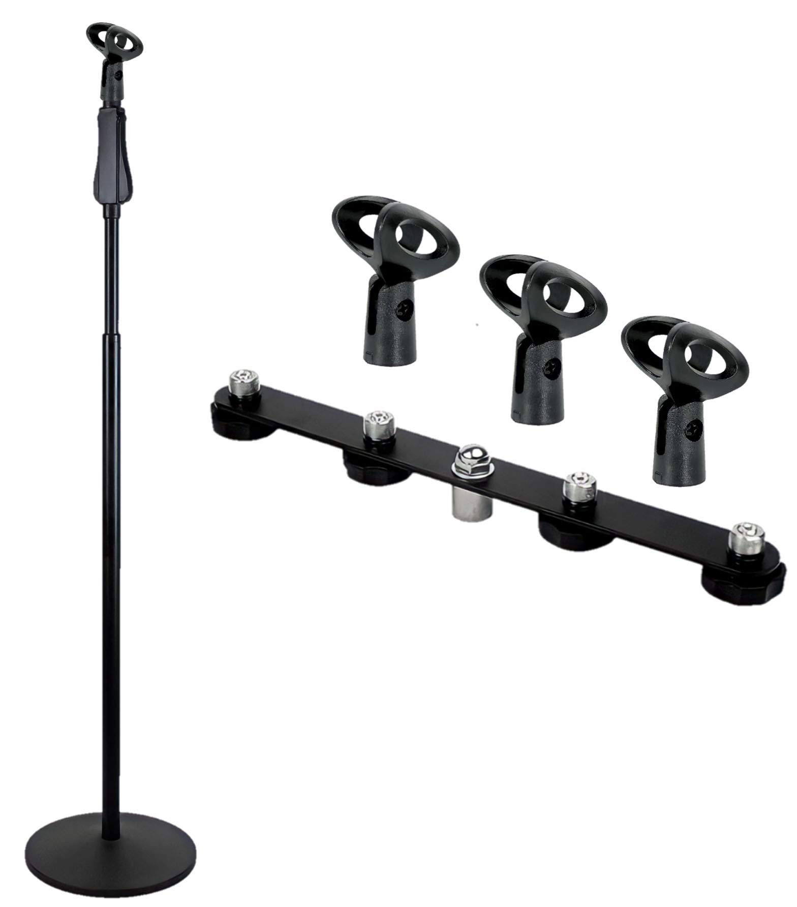 **PendoMax Wired Microphone Clip - Durable Break-Resistant Adjustable Mic Holder for Handheld Wired Mics - Black - Perfect for Live Performances, Podcasting & Studio Recording**