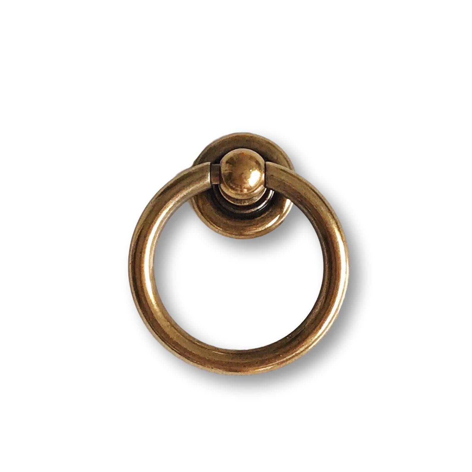 Vintage Brass Ring Pulls - Cabinet & Drawer Handles for Kitchen, Bathroom & Furniture - Durable Hardware for Home Renovation & DIY Projects