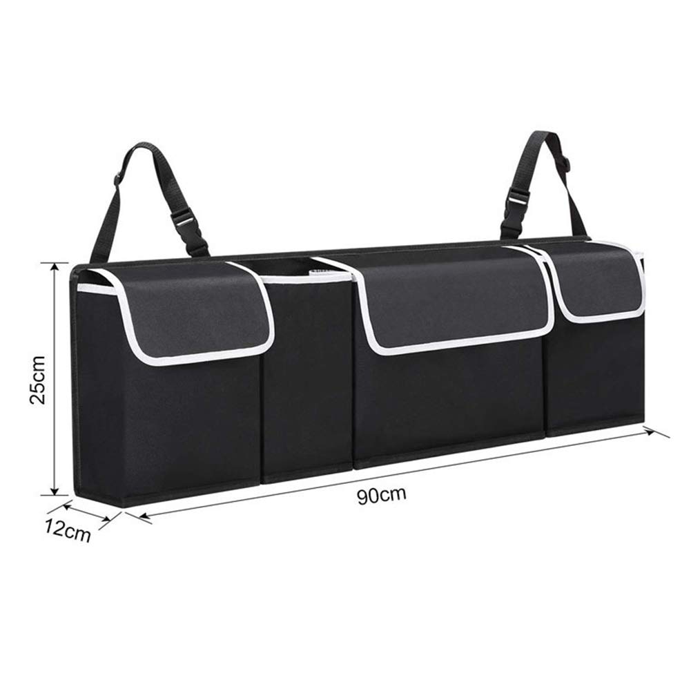 Universal Backseat Car Organizer & Trunk Storage Bag - Large Capacity Kick Mats for Auto Organization, Black | Perfect for Road Trips, Family Travel & Daily Commute