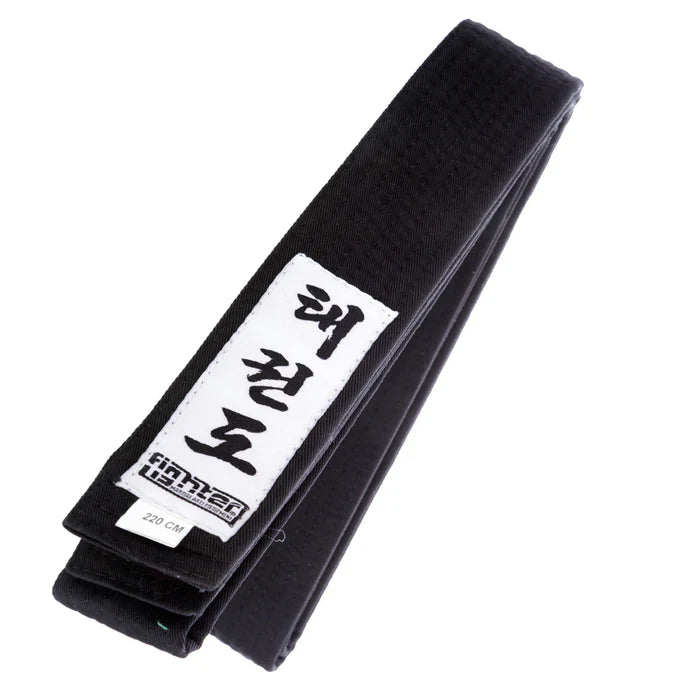 FTB 06 Black ITF Taekwondo Belt for Martial Arts Training & Competition - Premium Fighter Taekwondo Belt for Adults & Kids