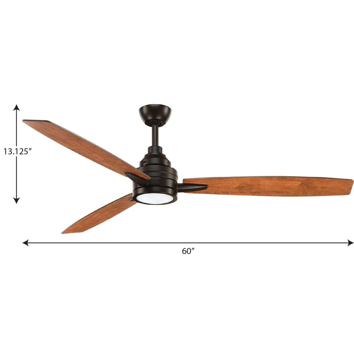 Progress Lighting P2554-2030K 3-Blade Bronze Ceiling Fan with Light Kit - Perfect for Living Room, Bedroom & Patio Cooling