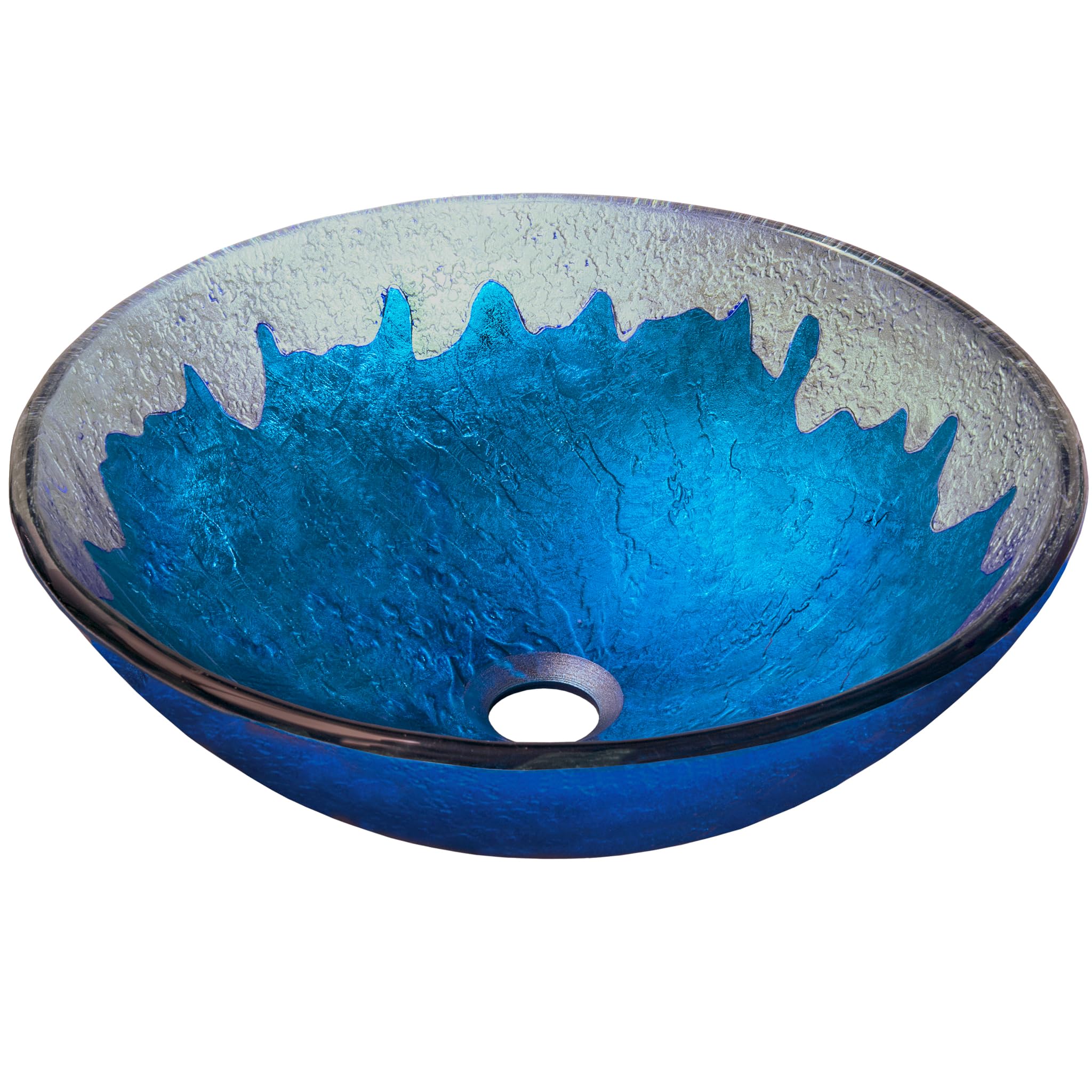 Novatto DIACCIO Modern Glass Vessel Bathroom Sink - Round Above Counter Basin for Vanity, Powder Room & Bathroom Decor - Perfect for Contemporary Home & Hotel Renovation