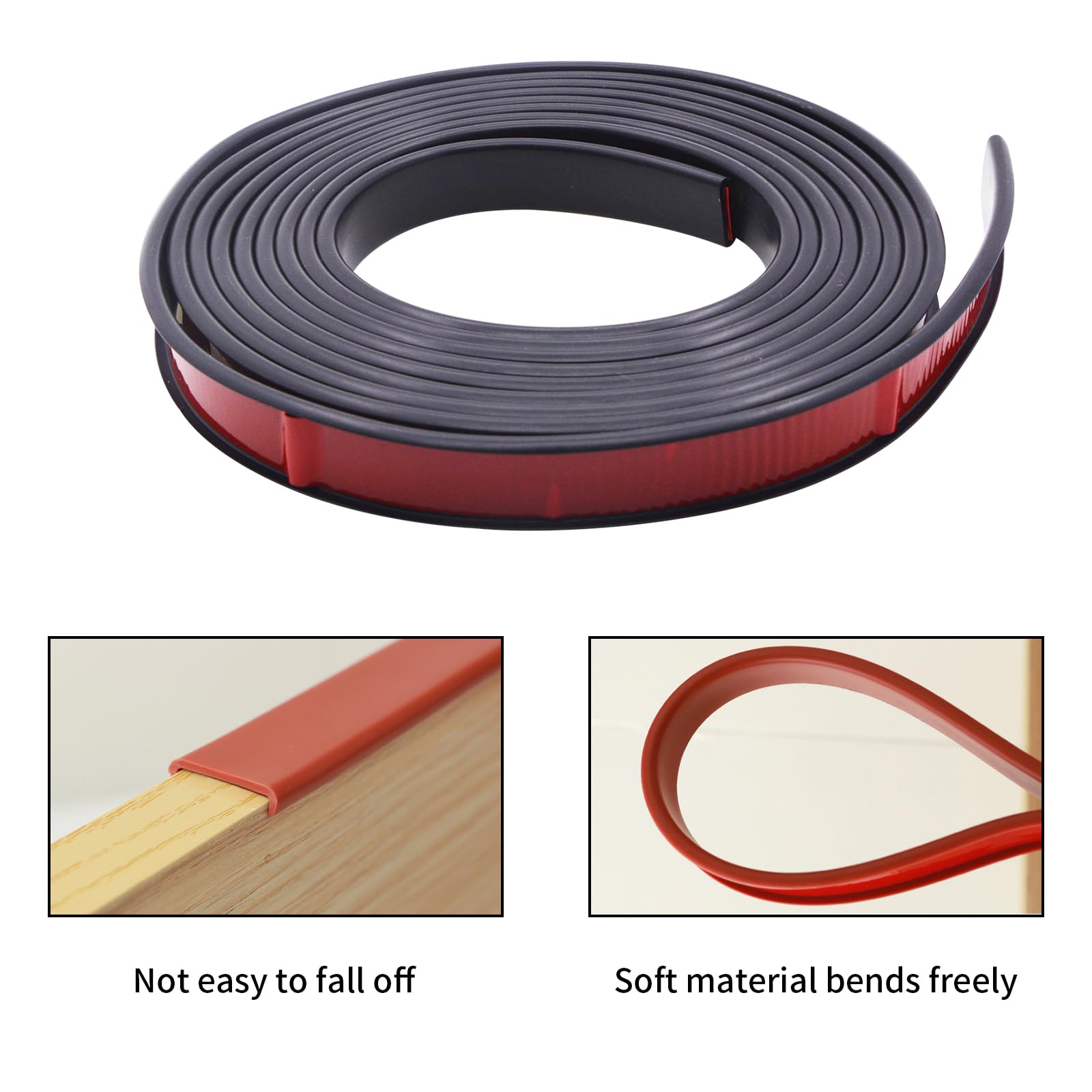13ft U-Shape Edge Banding - Self Adhesive TPE Flexible Furniture Edge Protector for Cabinet Repair & Furniture Restoration (18mm, Black) - Perfect for Home Improvement & DIY Projects