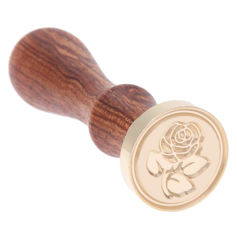 Winnereco Copper Head Stamp with Wood Handle for DIY Paint, Wax, Envelope Sealing - Perfect for Wedding Invitations, Scrapbooking & Vintage Letter Crafting (Model M033)