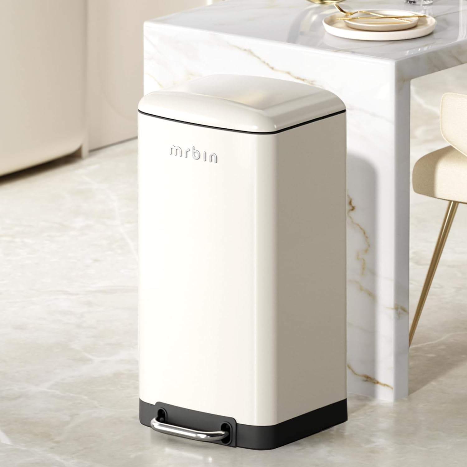 Stainless Steel Commercial Kitchen Trash Can 40L / 10.5 Gallon - Heavy Duty Metal Garbage Bin for Restaurants, Hotels & Office Use