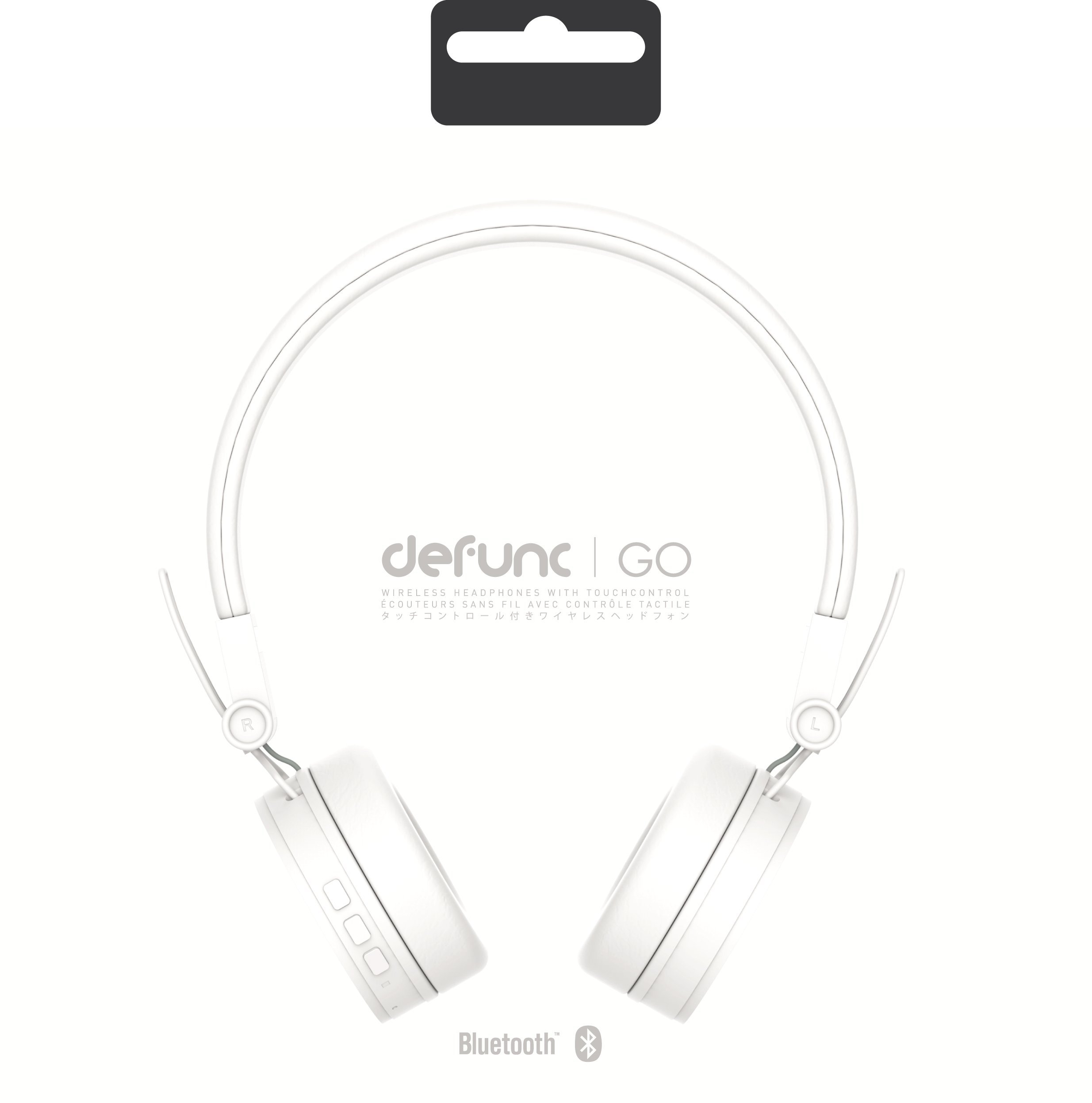 Defunc GO Foldable Wireless Bluetooth Headphones - Lightweight Over-Ear Headset with Built-in Mic for Travel, Workout & Commuting (White) - Perfect for Airplane, Gym & Daily Use